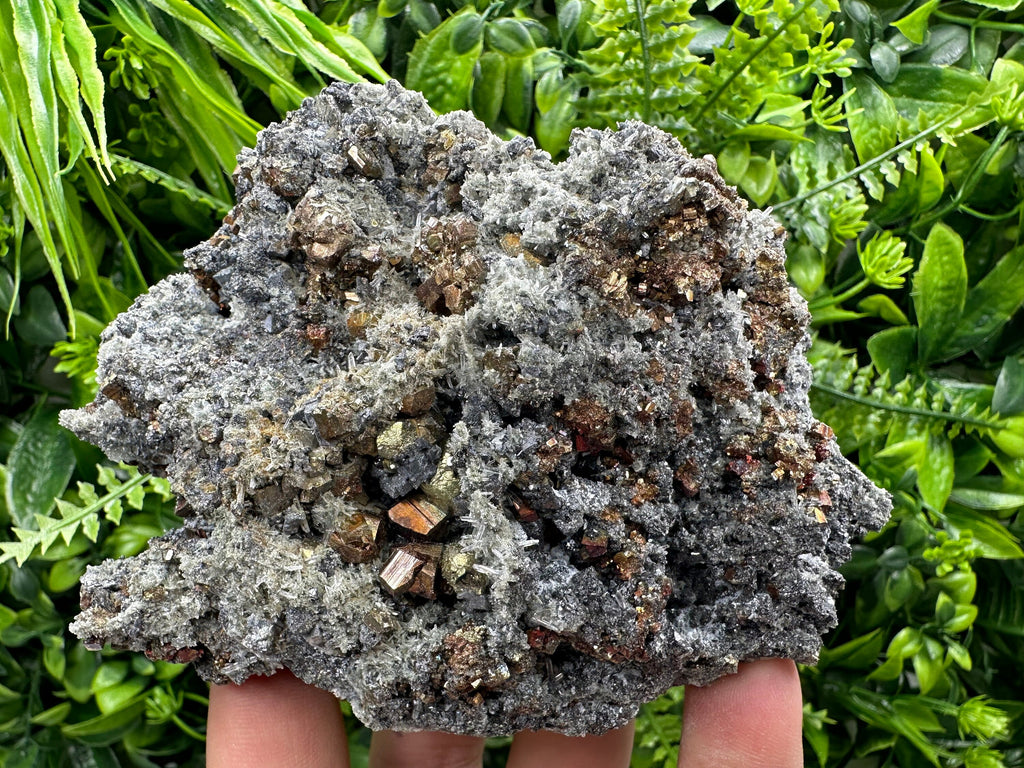 Rainbow Pyrite on Quartz with Oxide, Borieva Bulgaria Mineral Specimen