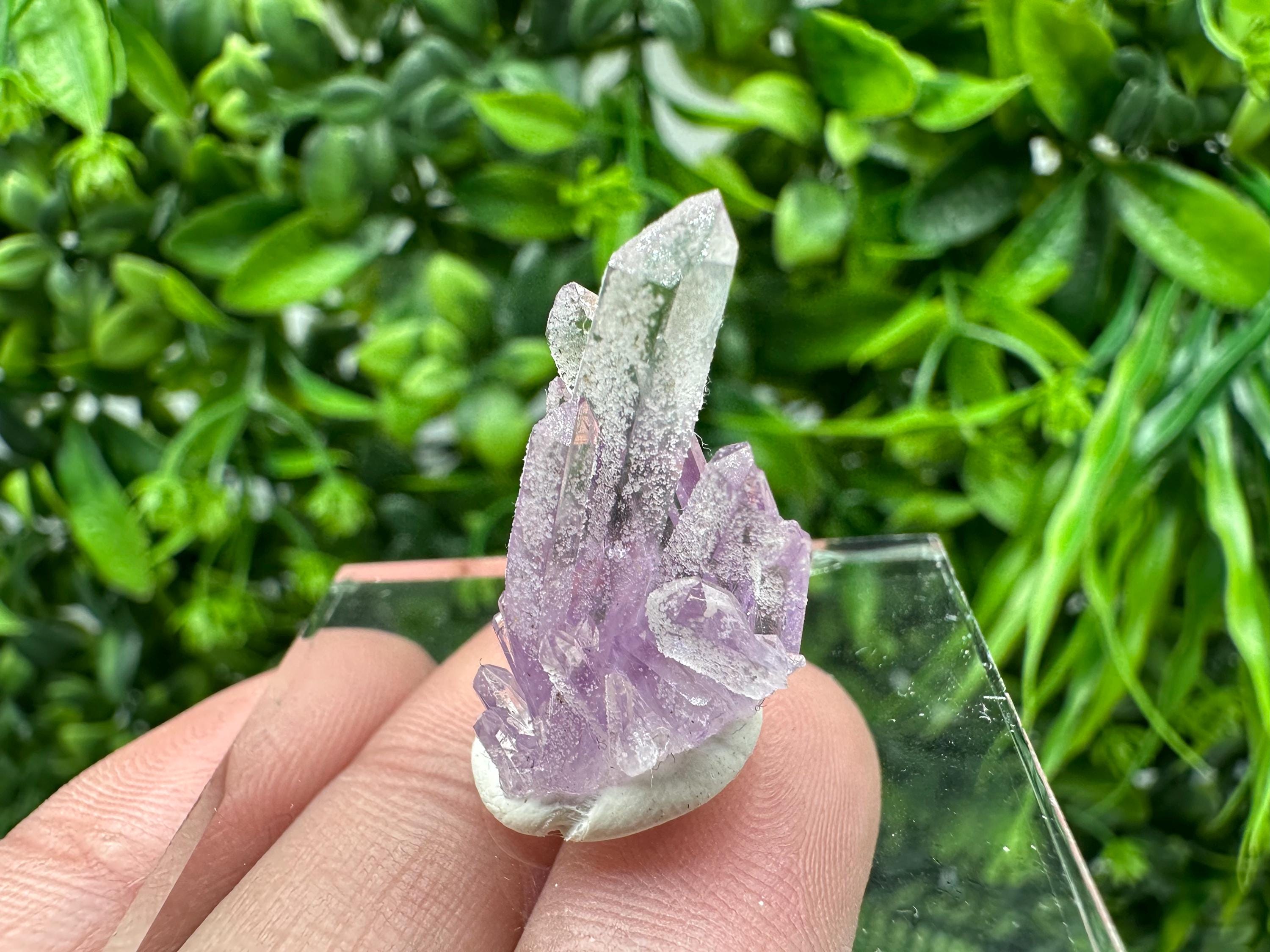 Phantom Amethyst Crystal with Cerussite, Bulgarian Mineral Specimen