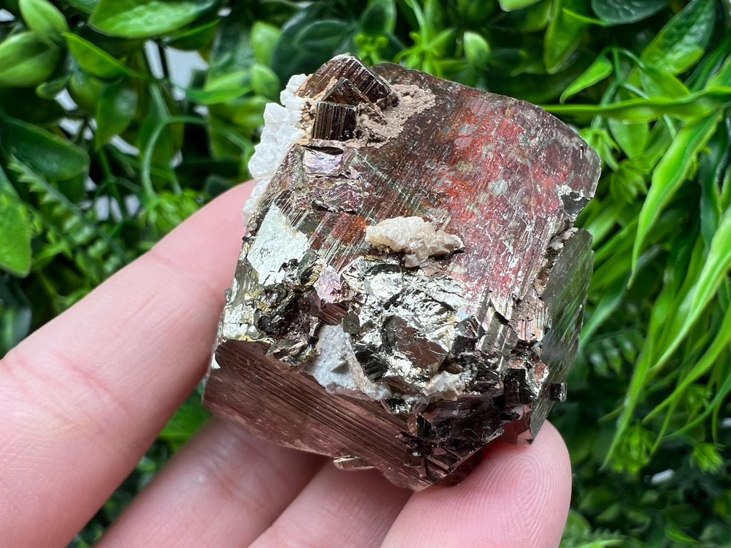 Rainbow Pyrite with Calcite, Natural Mineral Souvenir, Borieva Bulgaria