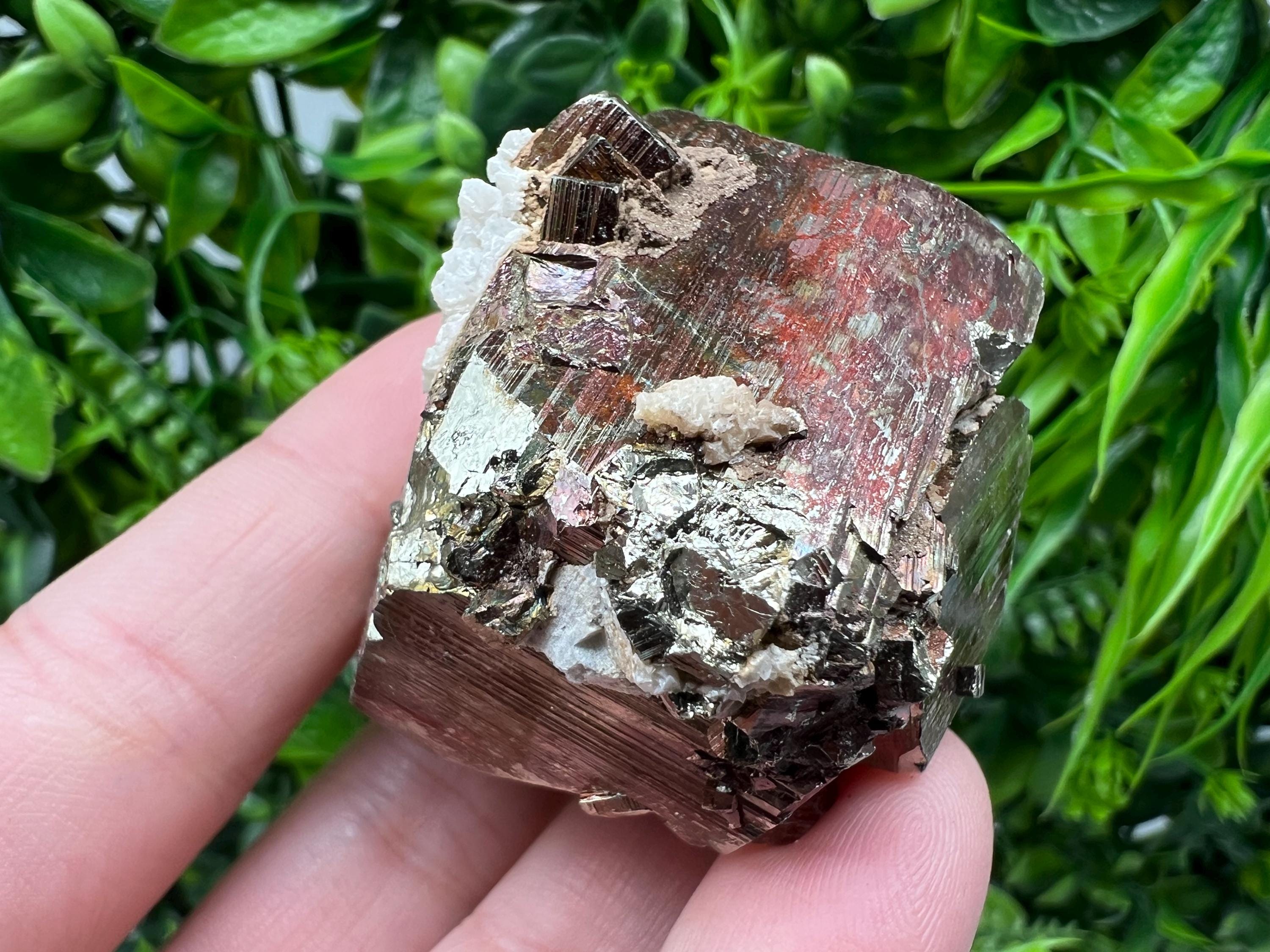 Rainbow Pyrite with Calcite, Natural Mineral Souvenir, Borieva Bulgaria