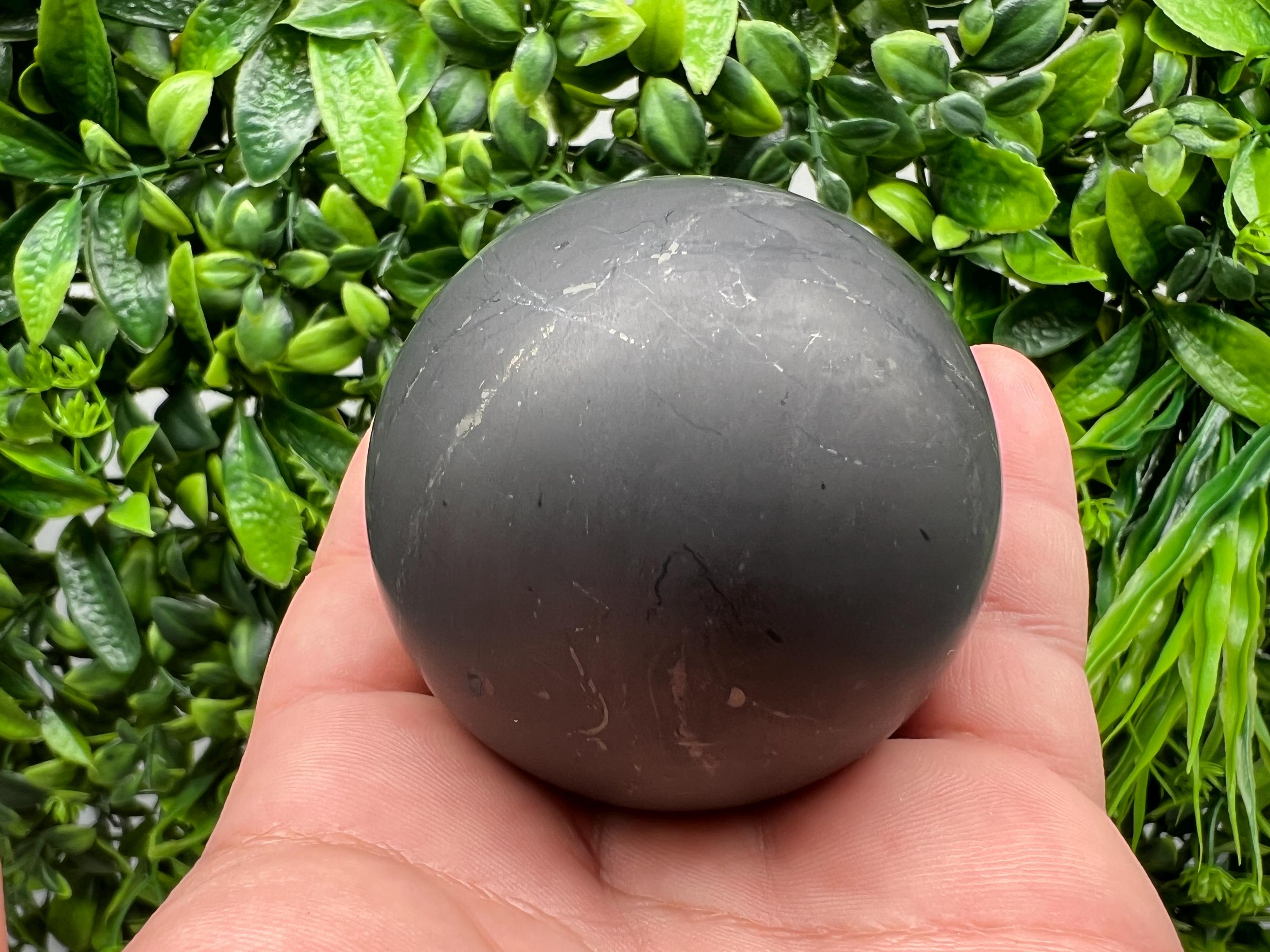 6cm Shungite Sphere: Unpolished Crystal, EMF Protection