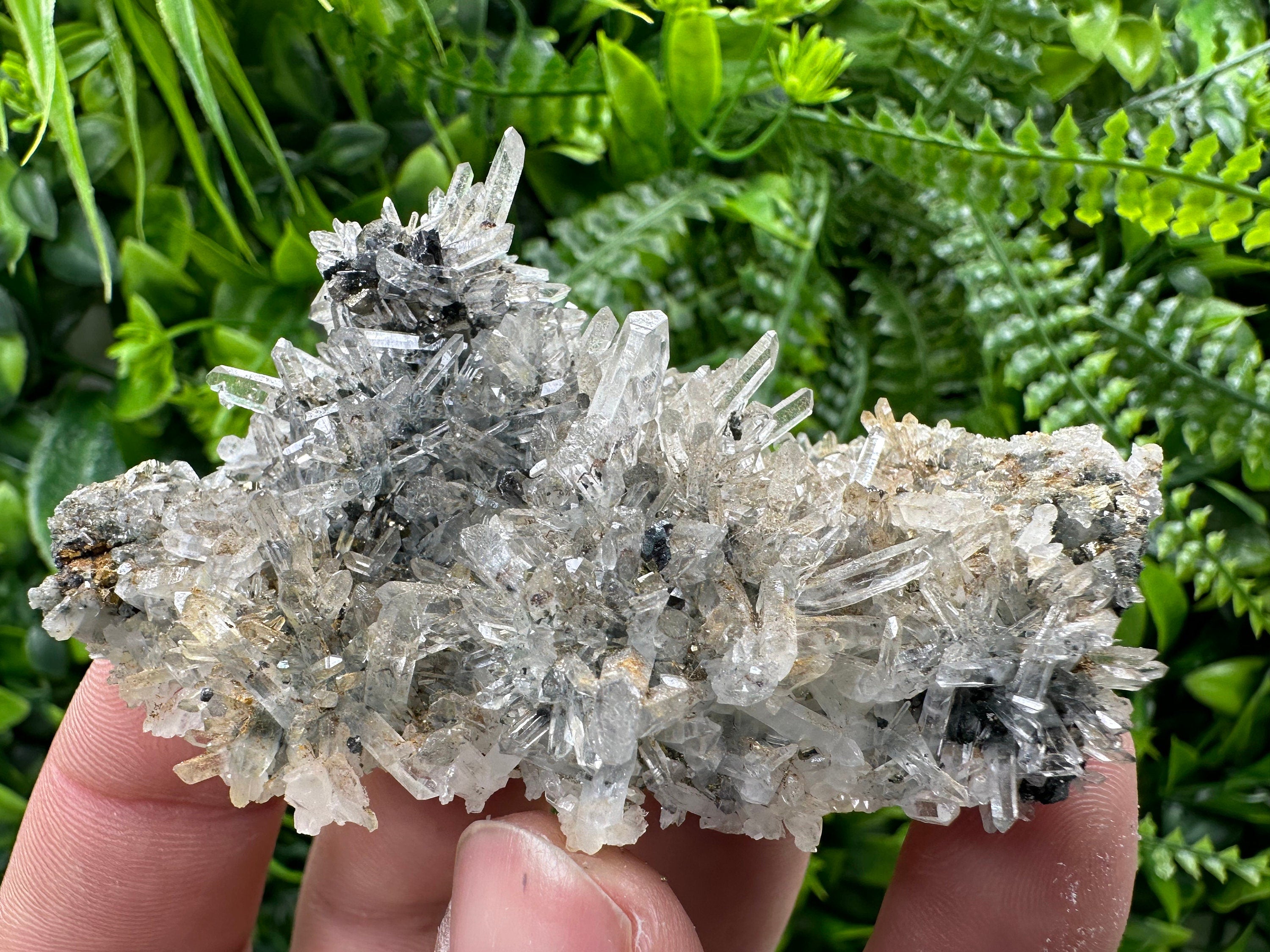 Pyrite Sphalerite on Quartz, Borieva Mine, Bulgaria (8/6/3 cm)
