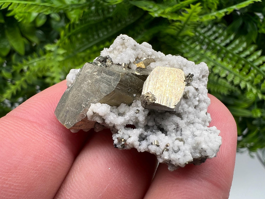 Pyrite on Quartz, Calcite, Bulgarian Mineral Specimen