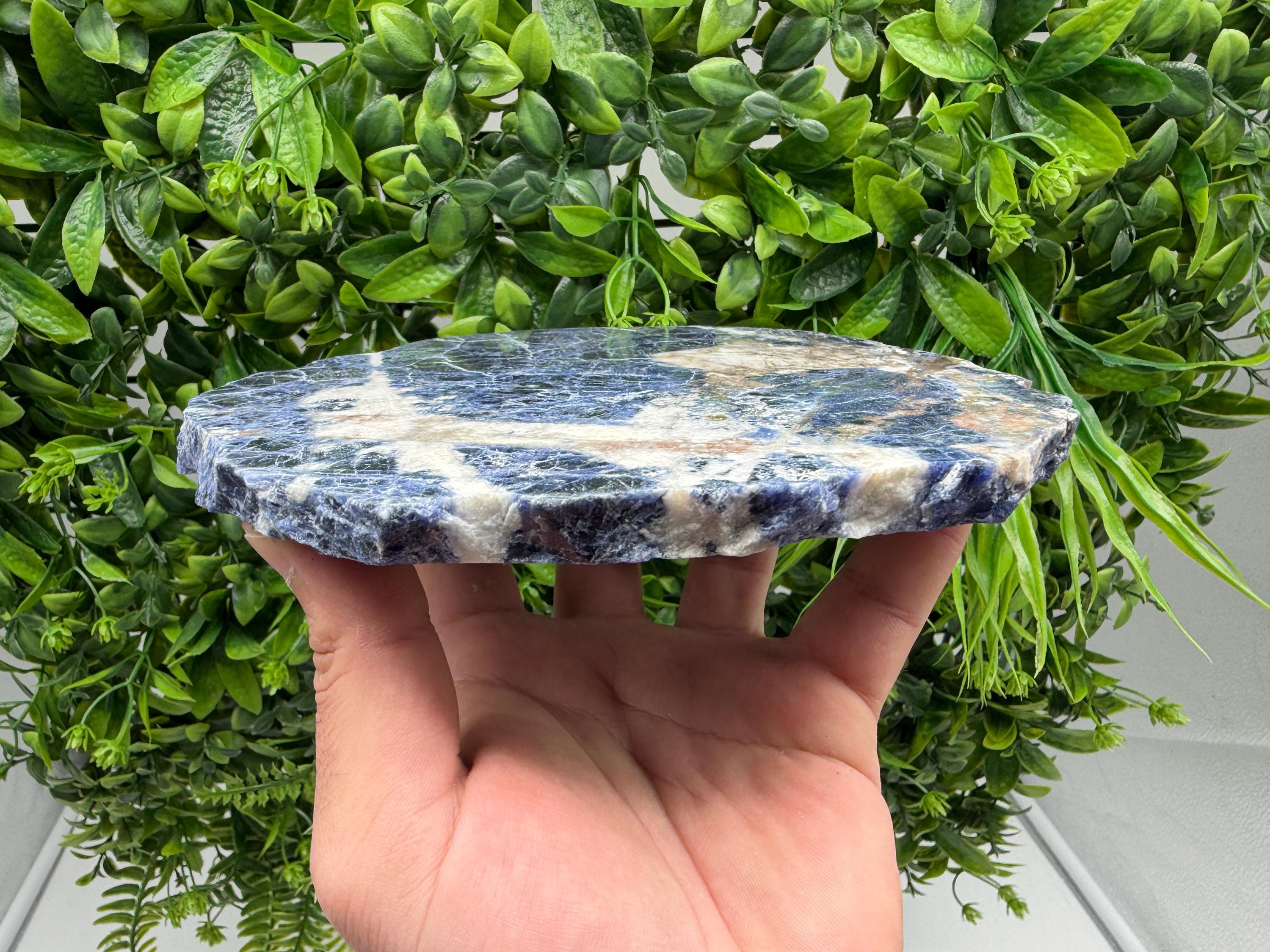 Polished Sodalite Slice – Natural Blue Crystal Slab, Home Decor Accent