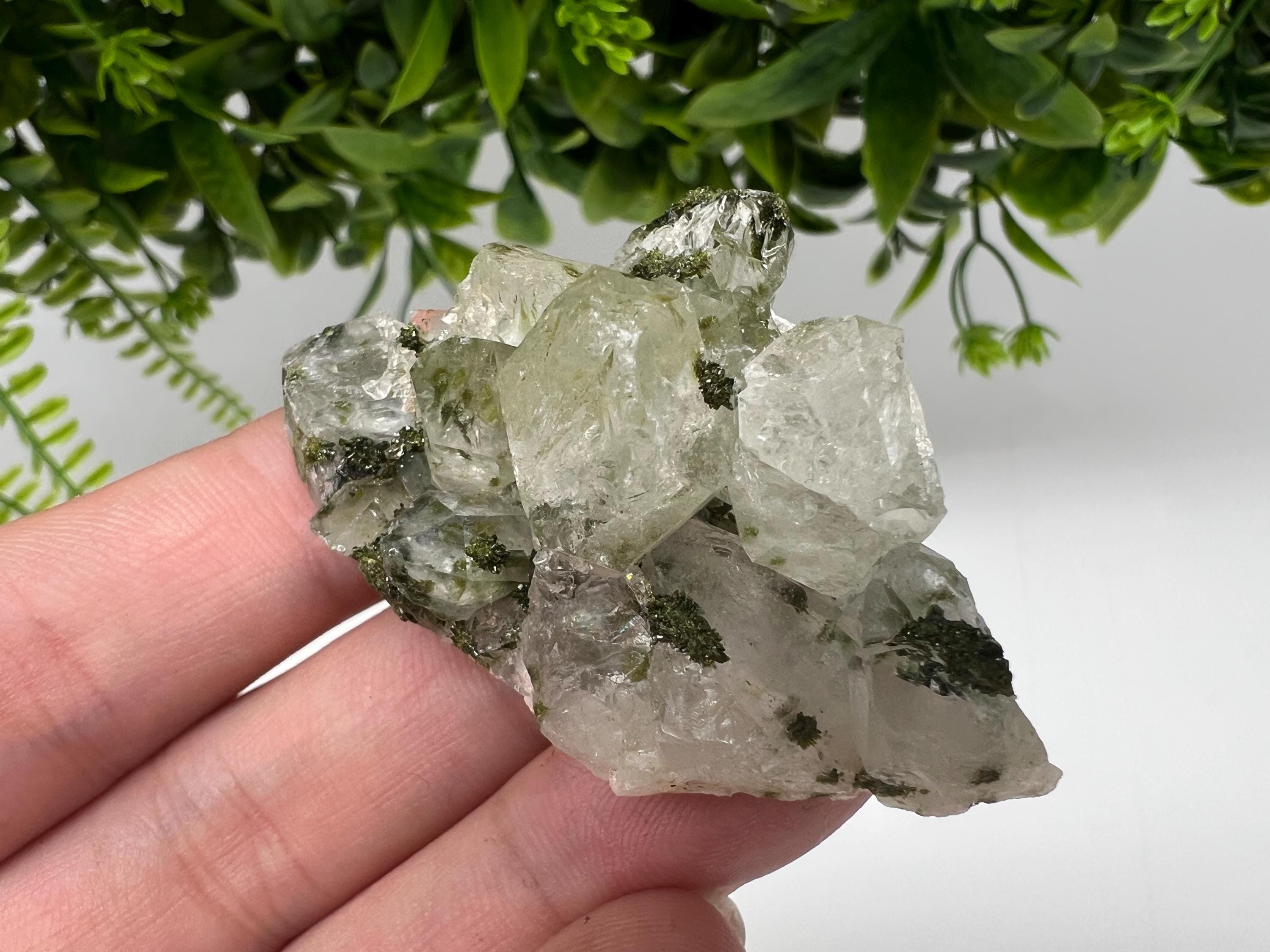 LARGE, Green Epidote with Quartz Crystals - Extremely Sparkly with Rainbows,souvenirs collection stone,gift,decor, Eastern Anatolian, Turkey