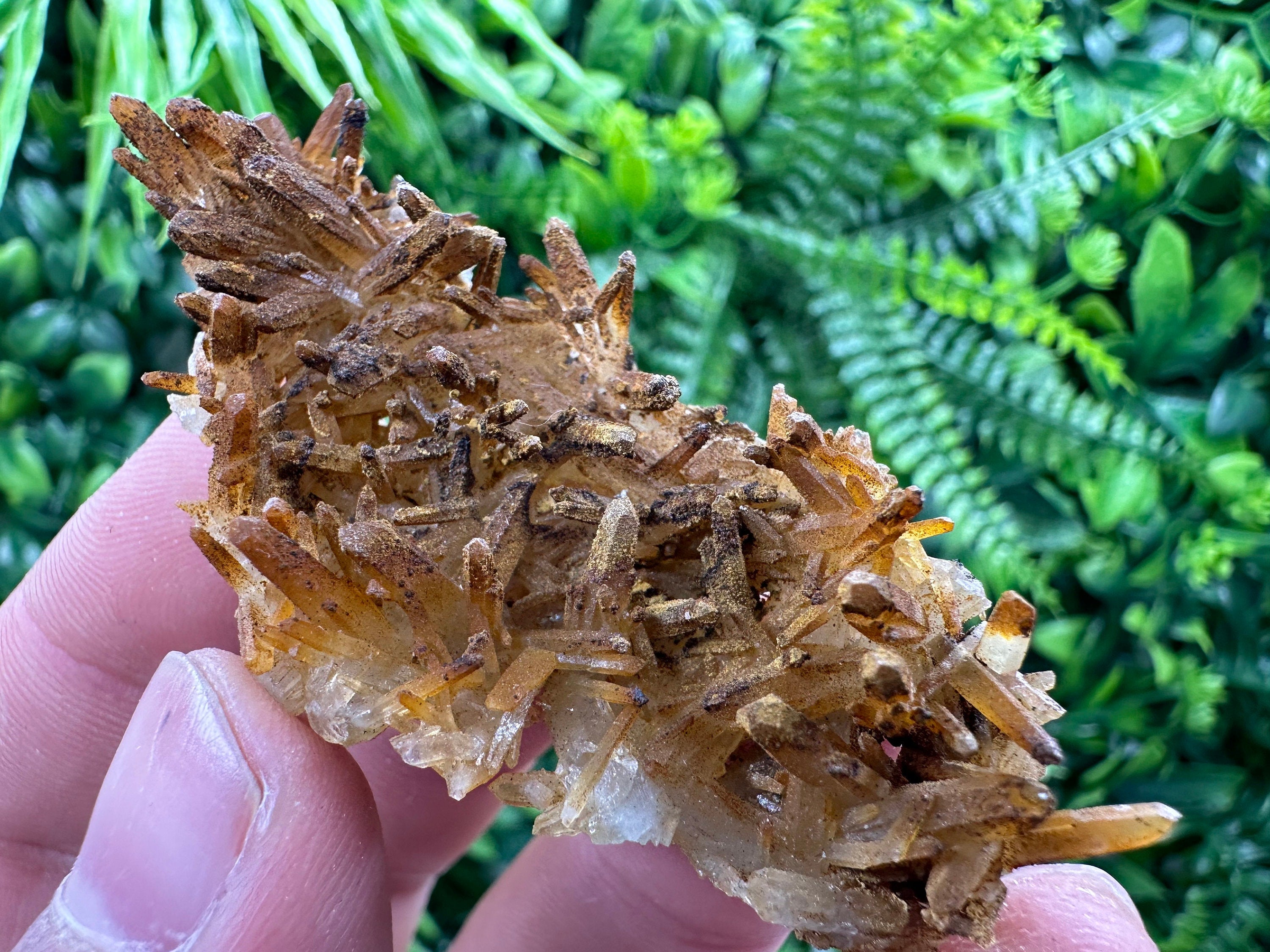 Iron Oxide Limonite Coated Quartz Crystal, Natural Mineral Specimen