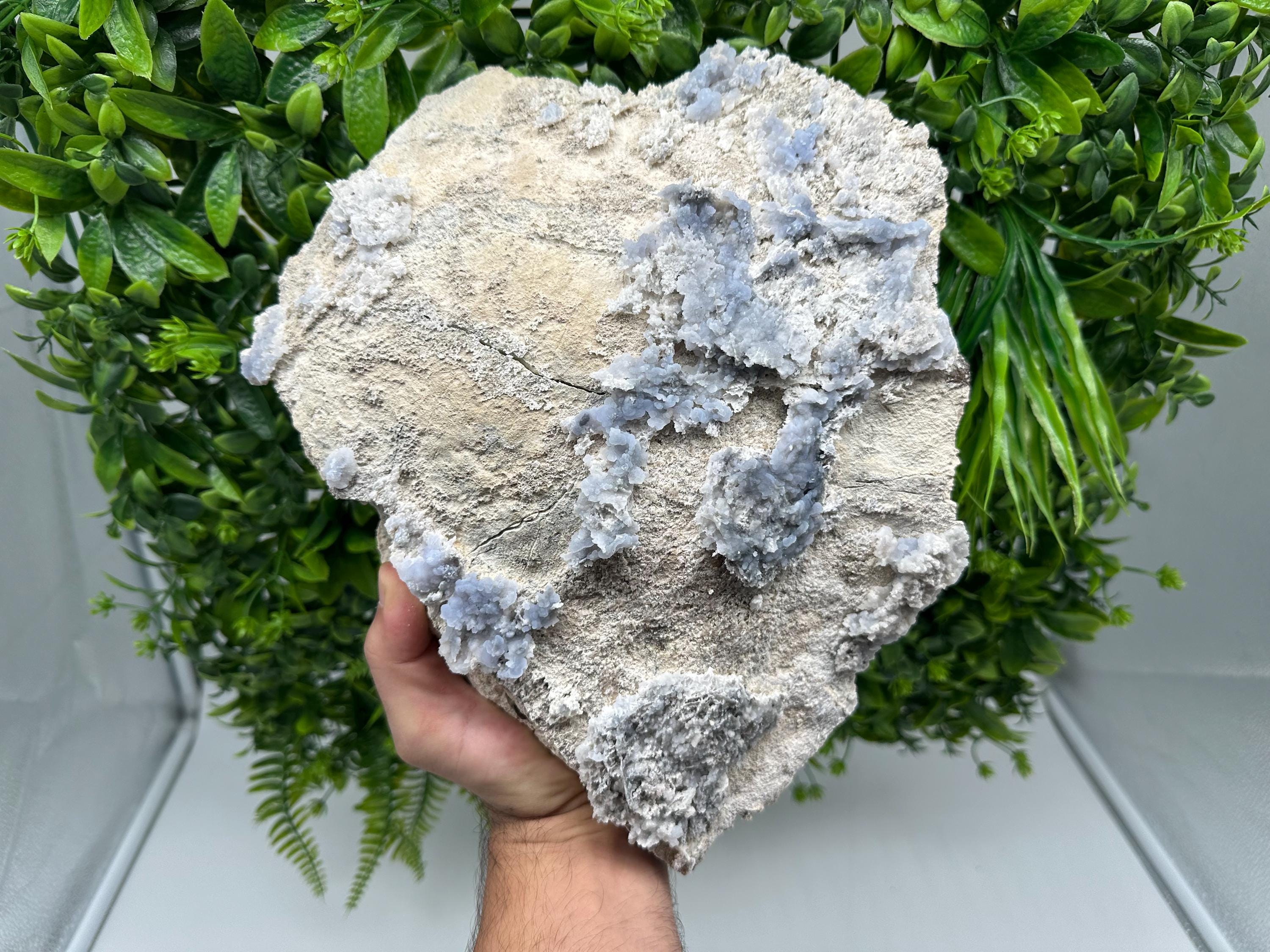 Rare Light Blue Chalcedony Specimen: Bulgarian Mineral Collection, Home Decor Stone