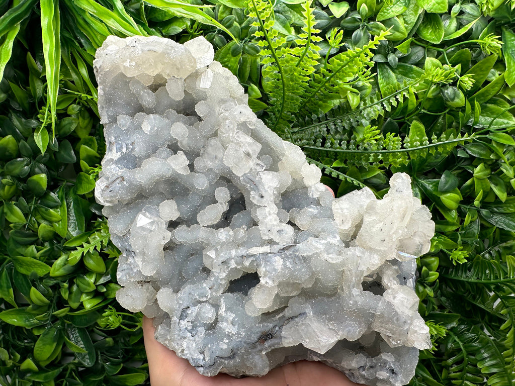 Transparent Apophyllite on Chalcedony, India Mineral Specimen