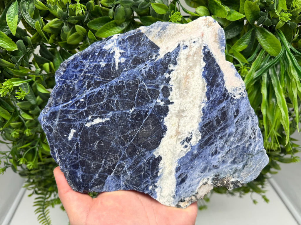 Polished Sodalite Slice – Natural Blue Crystal Slab, Home Decor Accent