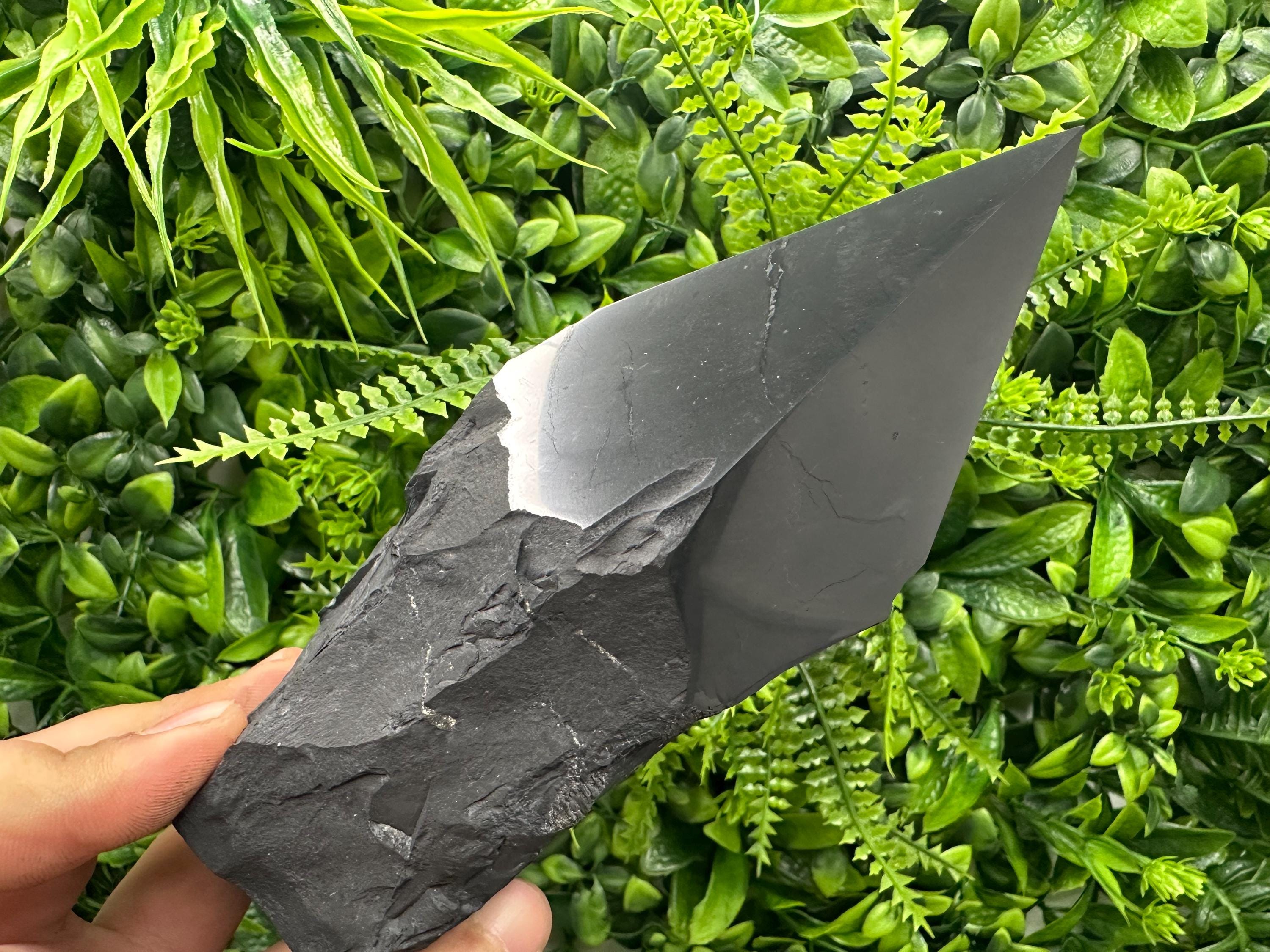 15cm Polished Shungite Crystal: EMF Protection Stone
