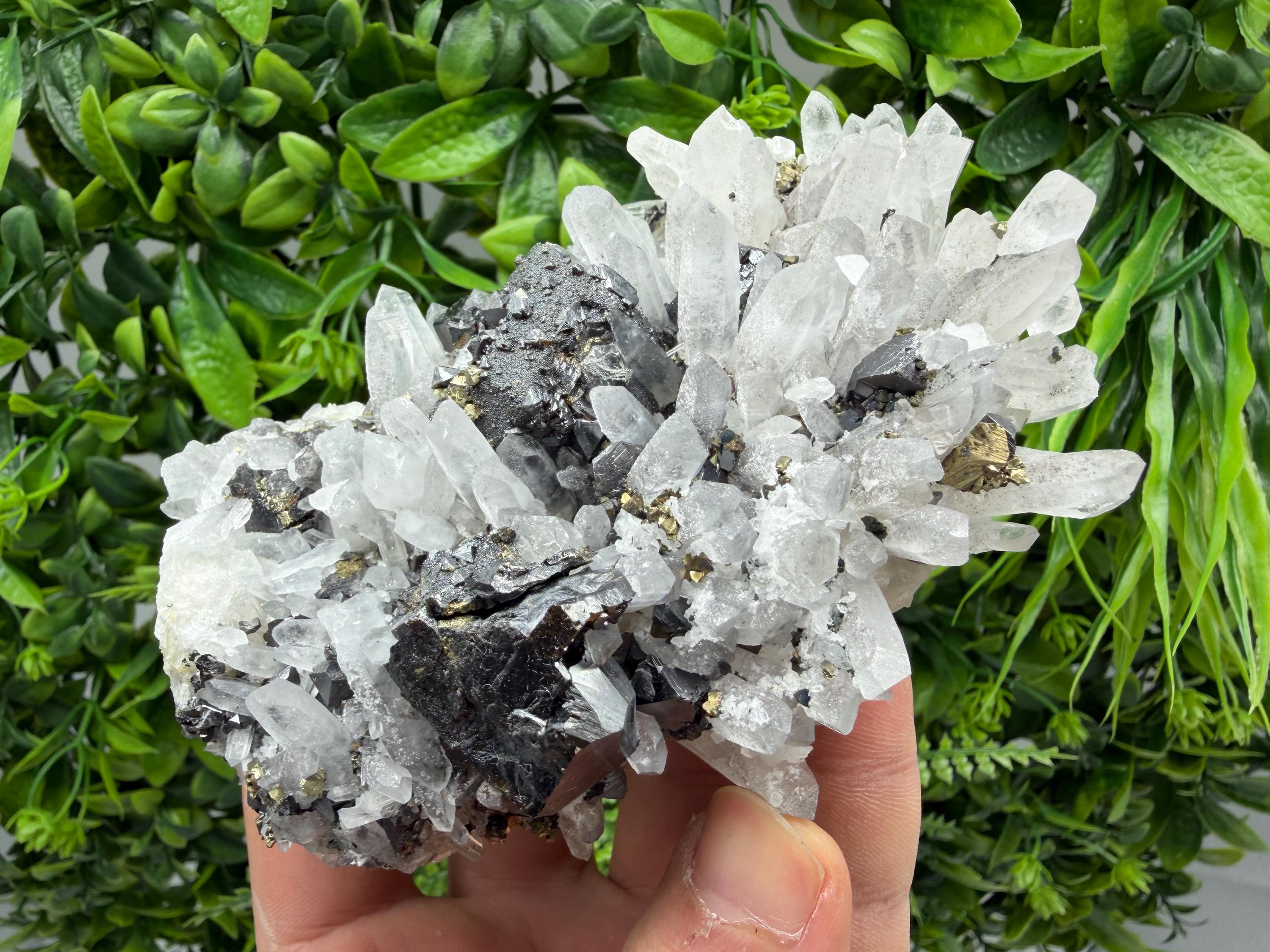 Sphalerite Chalcopyrite on Quartz with Galena, Bulgaria Mineral Specimen