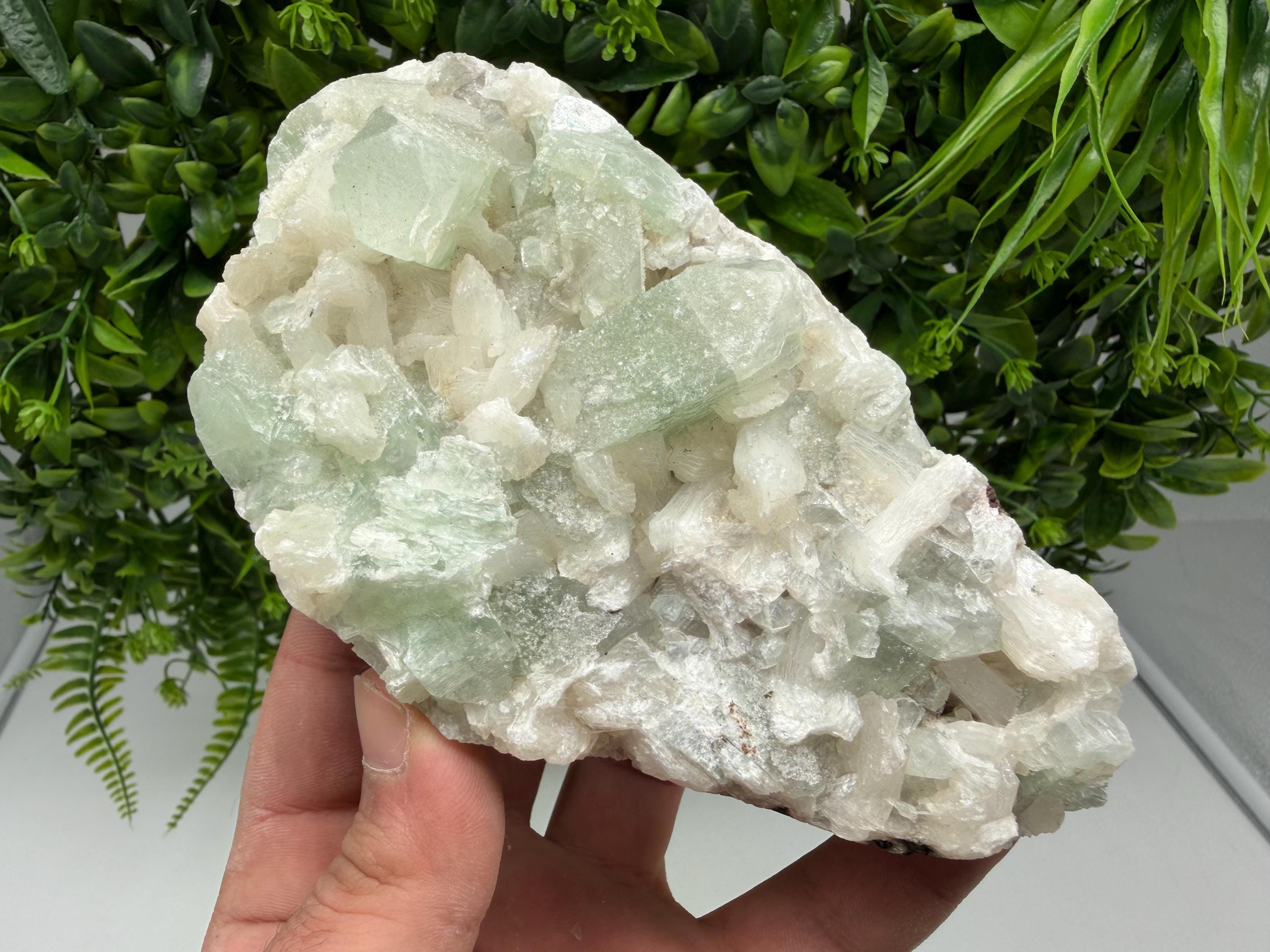 Green Apophyllite with Stilbite, India Crystal Specimen