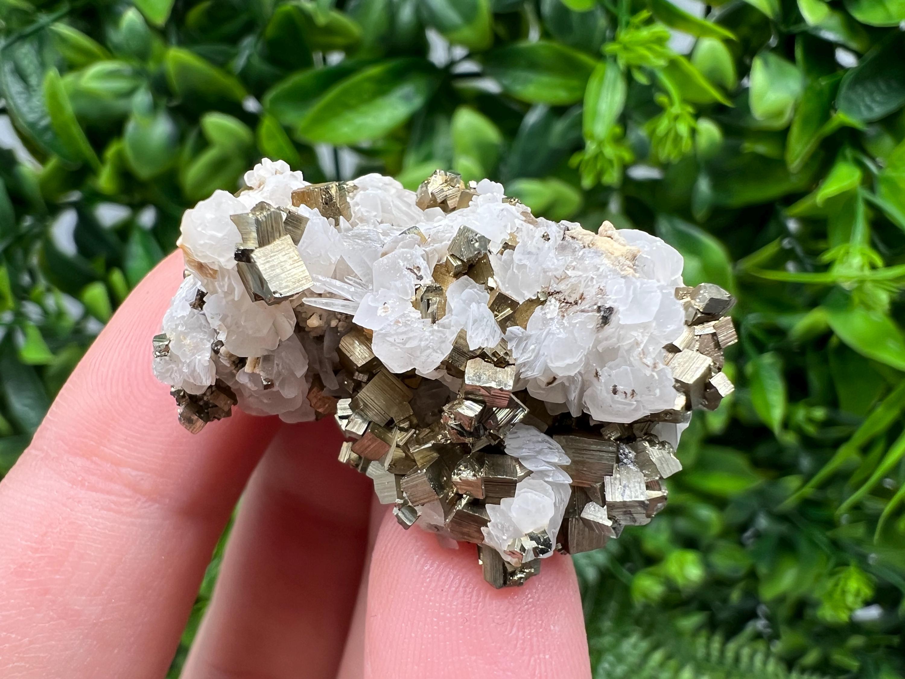 Rainbow Pyrite with Calcite, Natural Mineral Specimen, Borieva Bulgaria