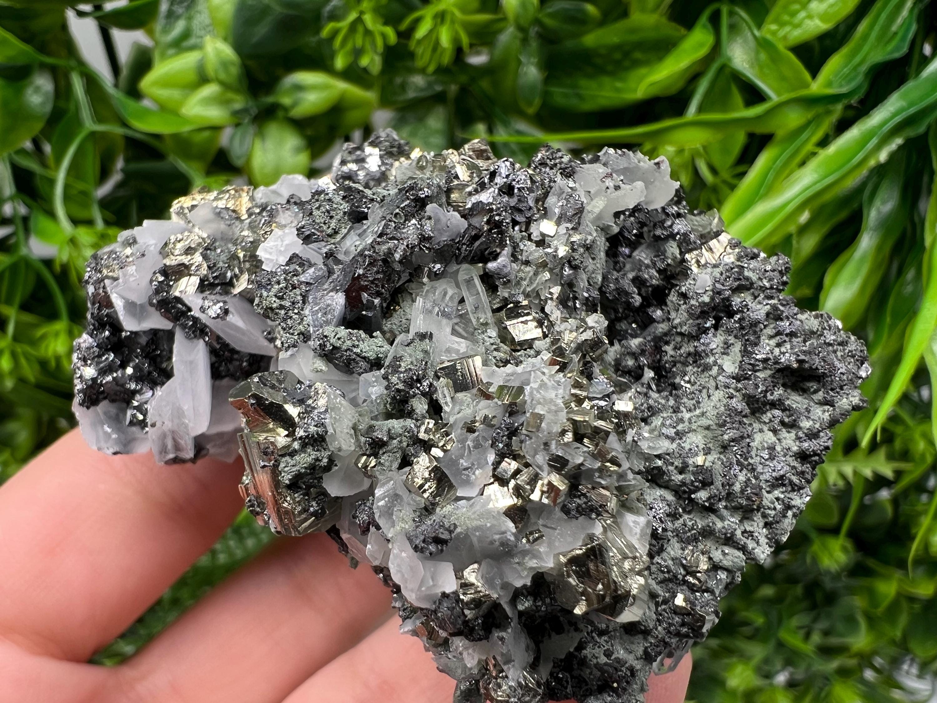 Stunning Pyrite on Quartz,Calcite from Borieva mine,Madan,Bulgaria,natural,collectible mineral specimen,home decor stone,collection crystal