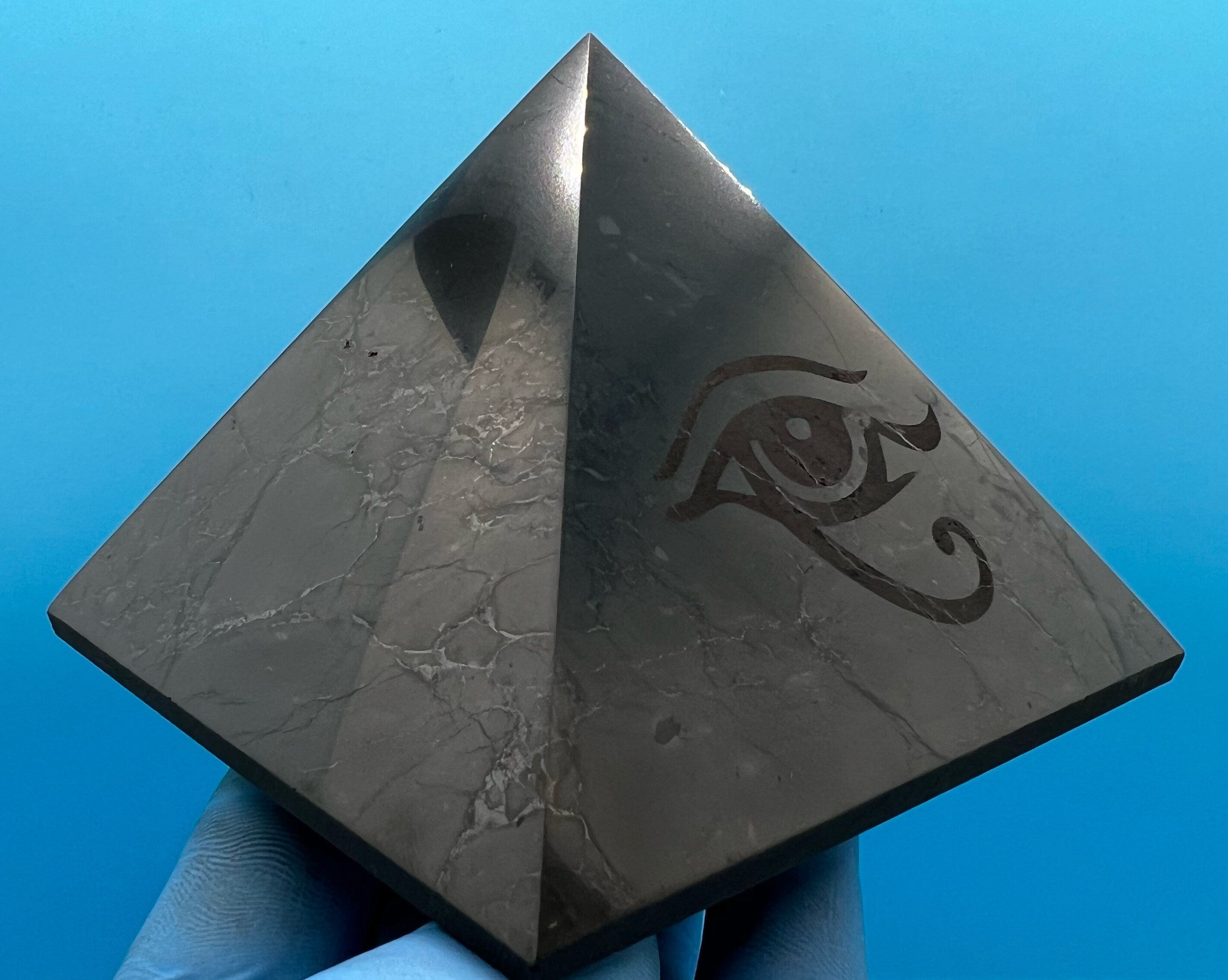 Shungite Pyramid (10cm): EMF & 5G Protection, Healing Crystal