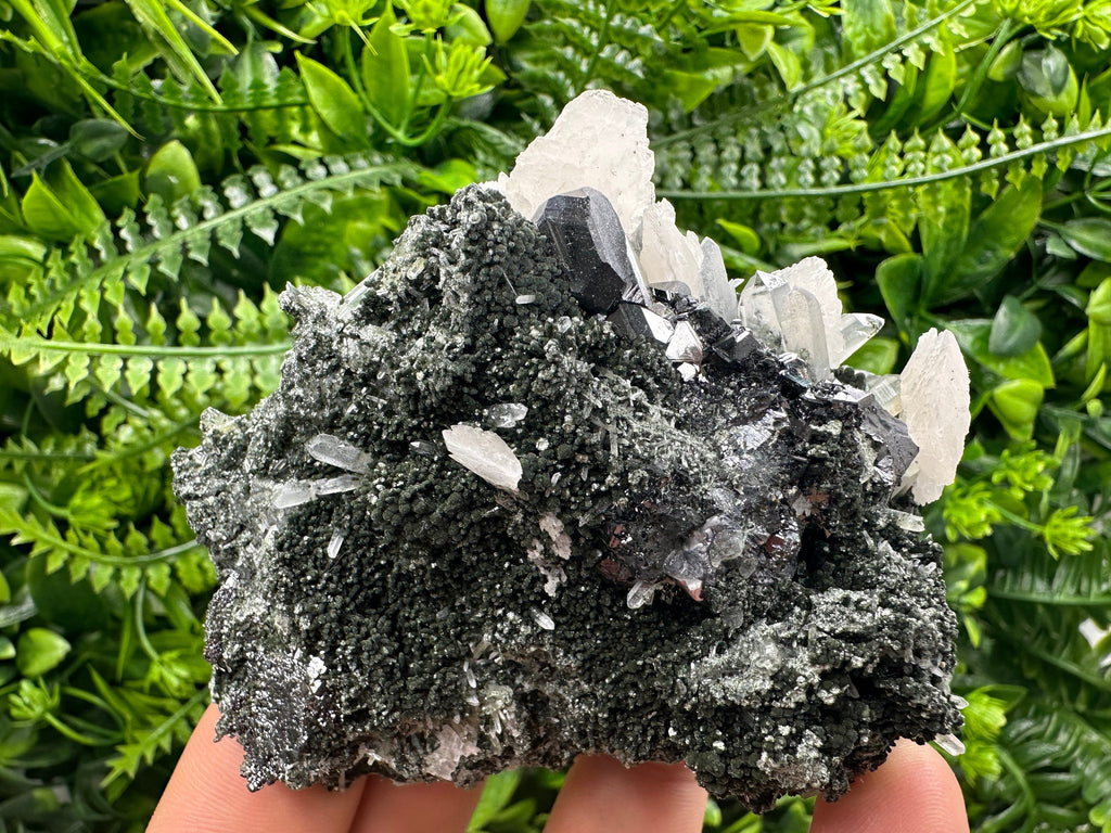 Sphalerite on Quartz: Natural Mineral Specimen, Home Decor Stone