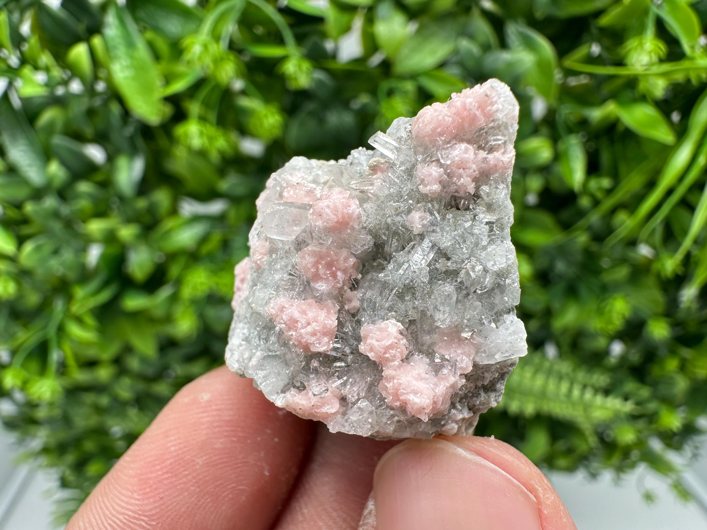 Rhodochrosite on Quartz Specimen, Starnica Mine, Bulgaria