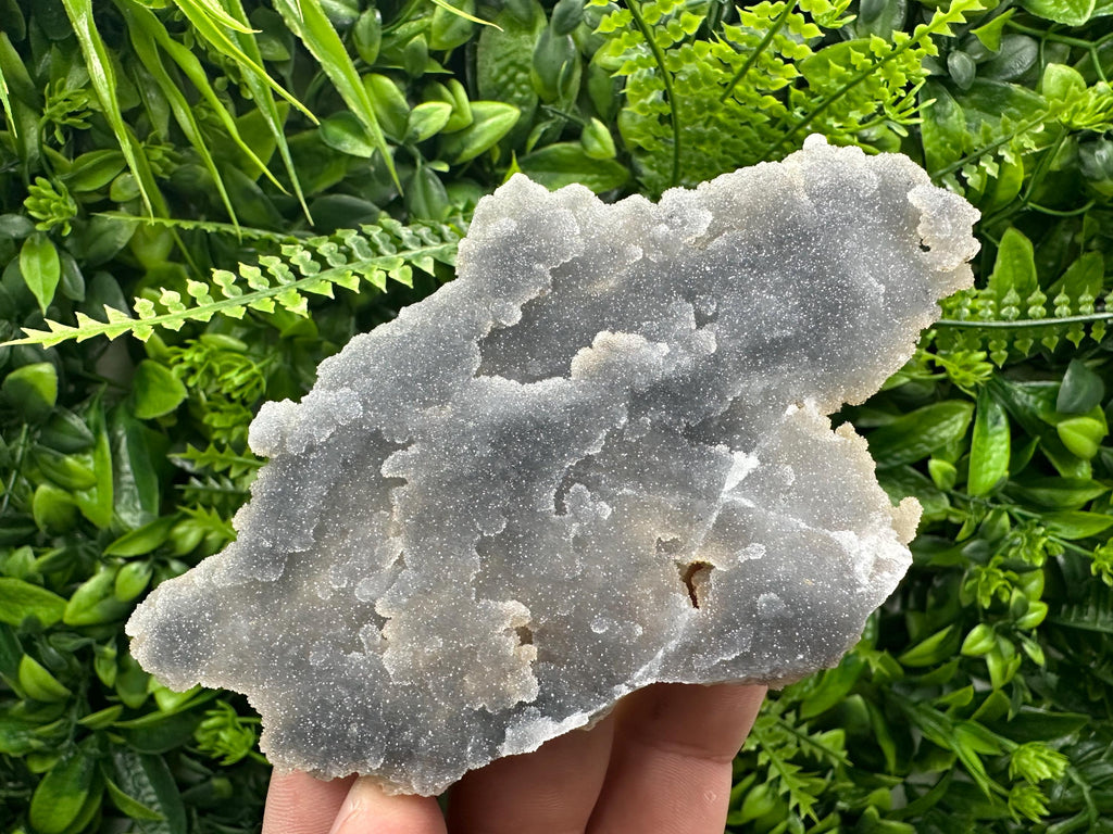Blue Chalcedony Quartz with Chlorite Inclusions: Bulgaria Crystal Decor Stone