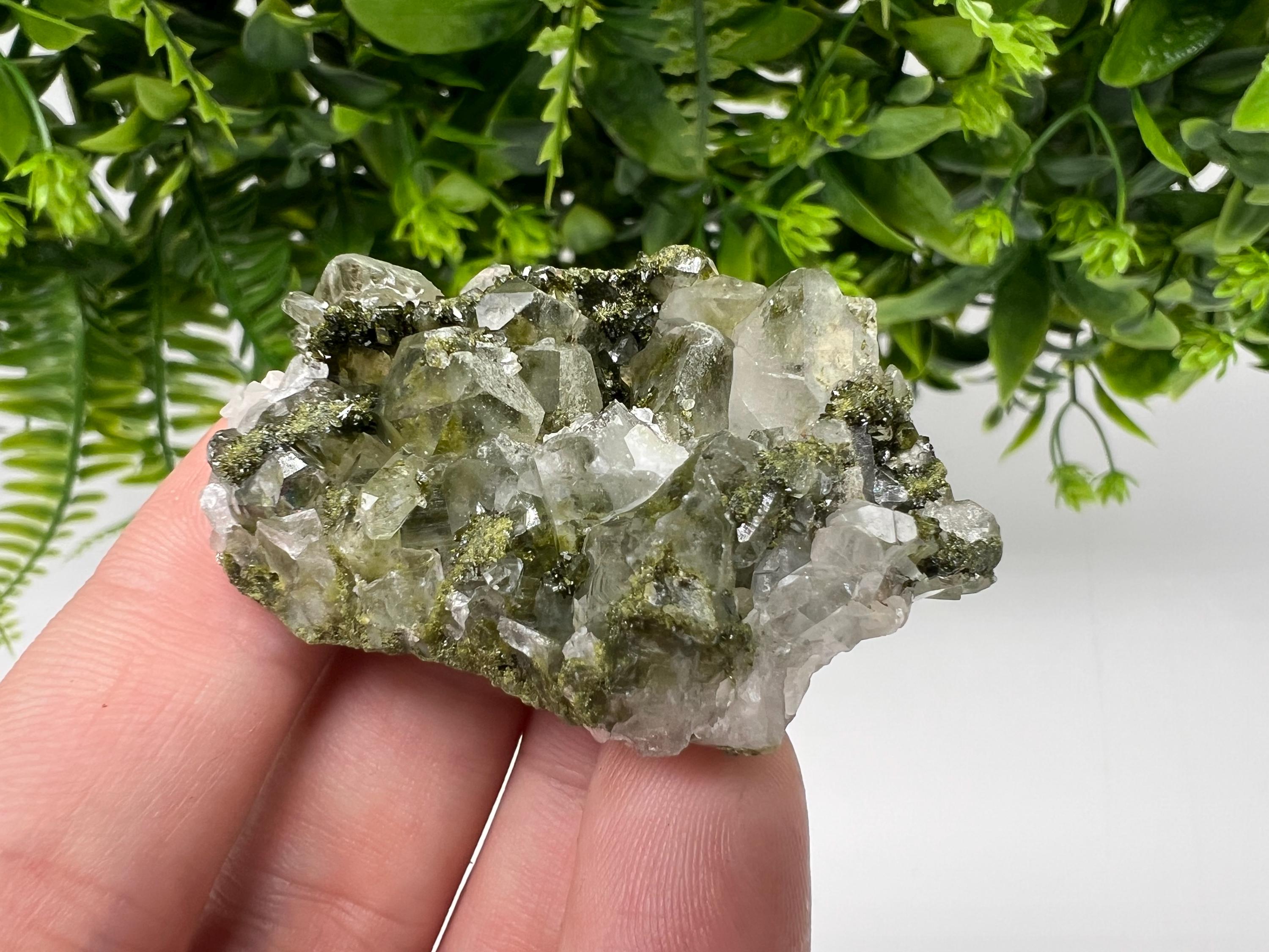 LARGE, Green Epidote with Quartz Crystals - Extremely Sparkly with Rainbows,souvenirs collection stone,gift,decor, Eastern Anatolian, Turkey