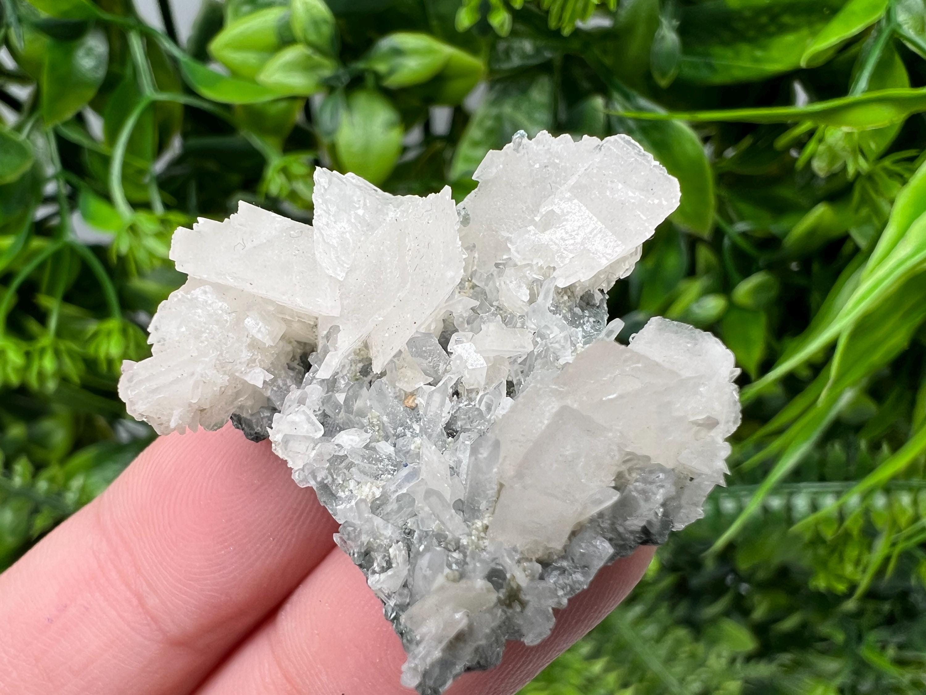 Calcite on Quartz Crystal Cluster - Borieva Mine, Bulgaria