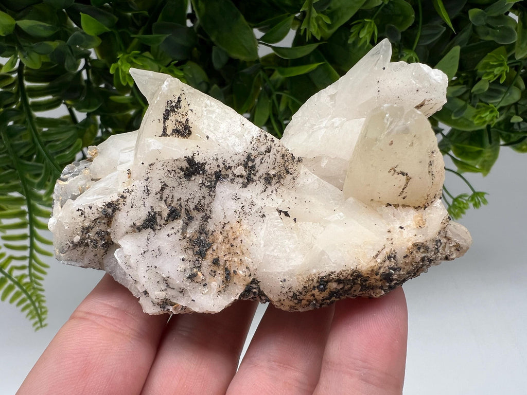 Calcite on Green Quartz: Djurcovo Mine, Bulgaria Healing Crystal