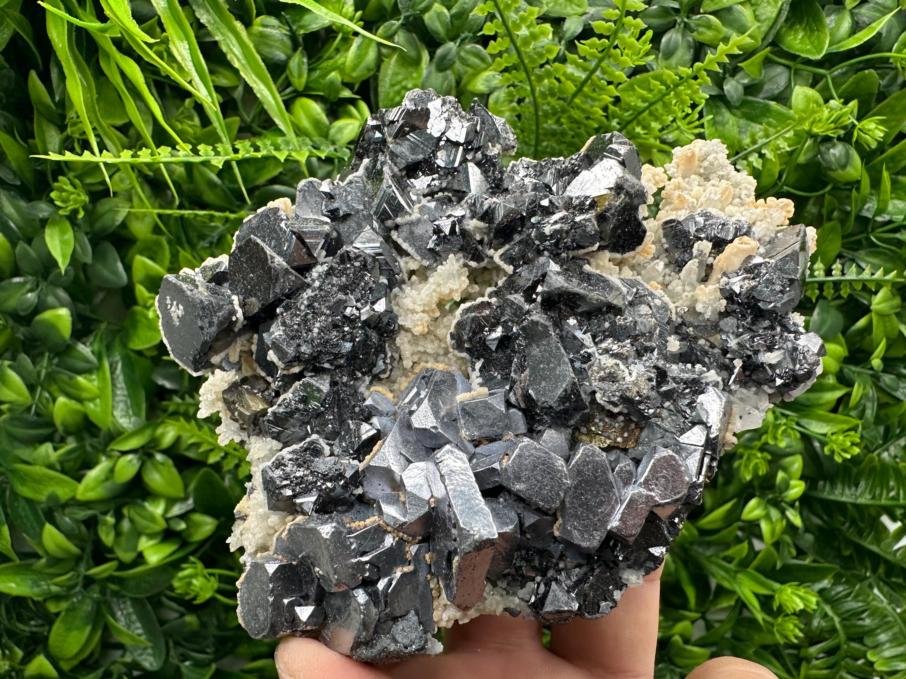 Skeletal Galena, Sphalerite, Quartz, and Calcite Mineral Specimen