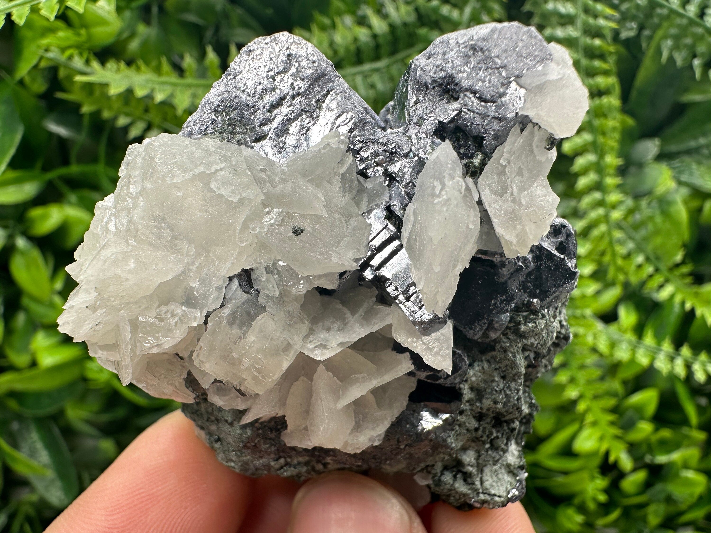 Galena on Sphalerite & Calcite: Natural Mineral Souvenir from Borieva Mine, Bulgaria