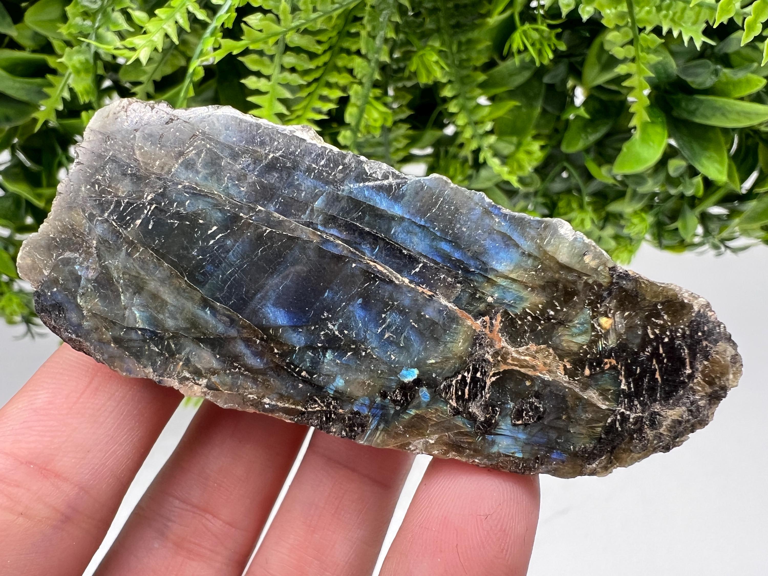 Polished Labradorite Slab: Multifire Crystal Decor - 8/3/3 CM