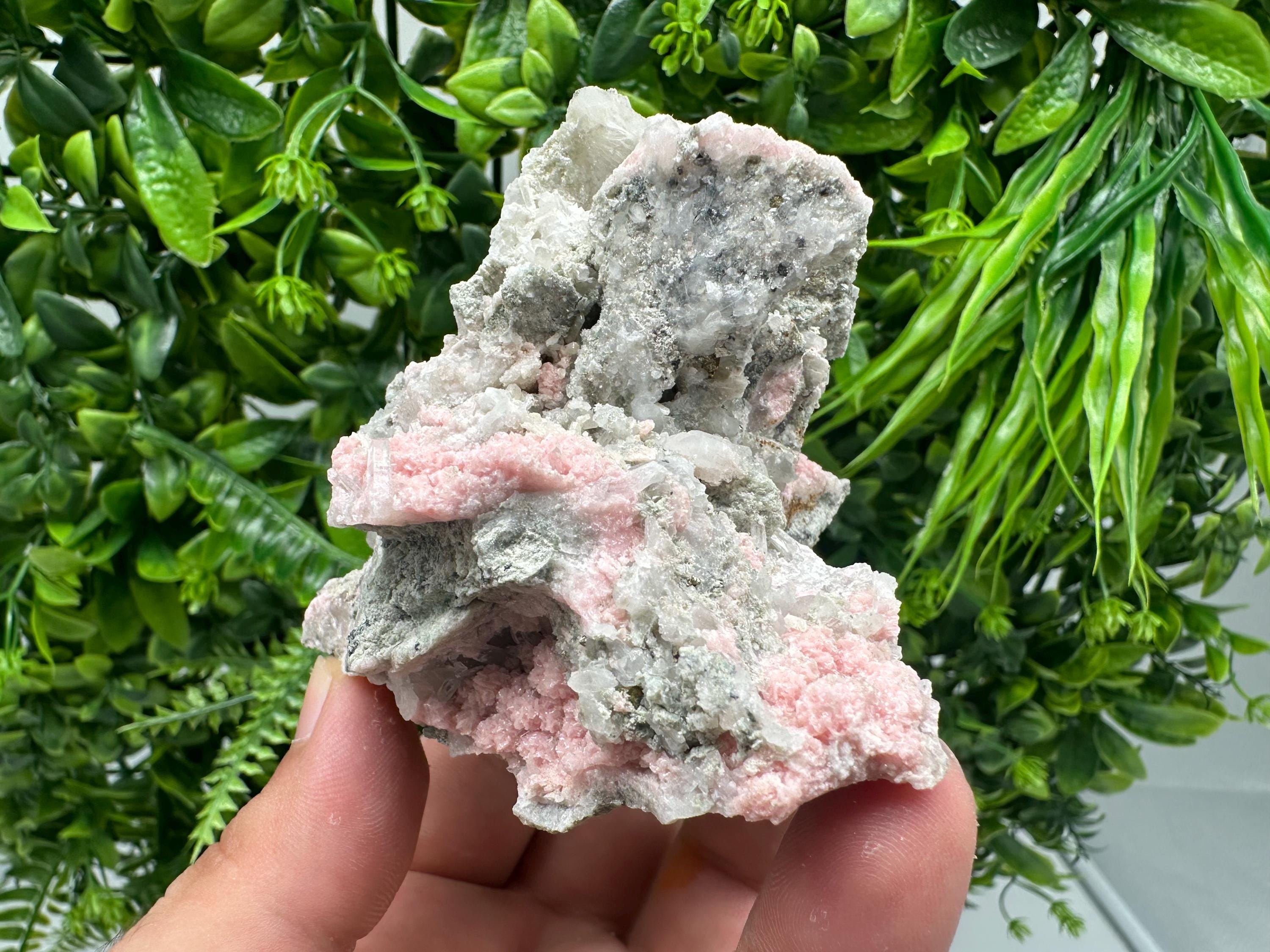 Rhodochrosite with Quartz Crystals: Starnica Mine, Bulgaria