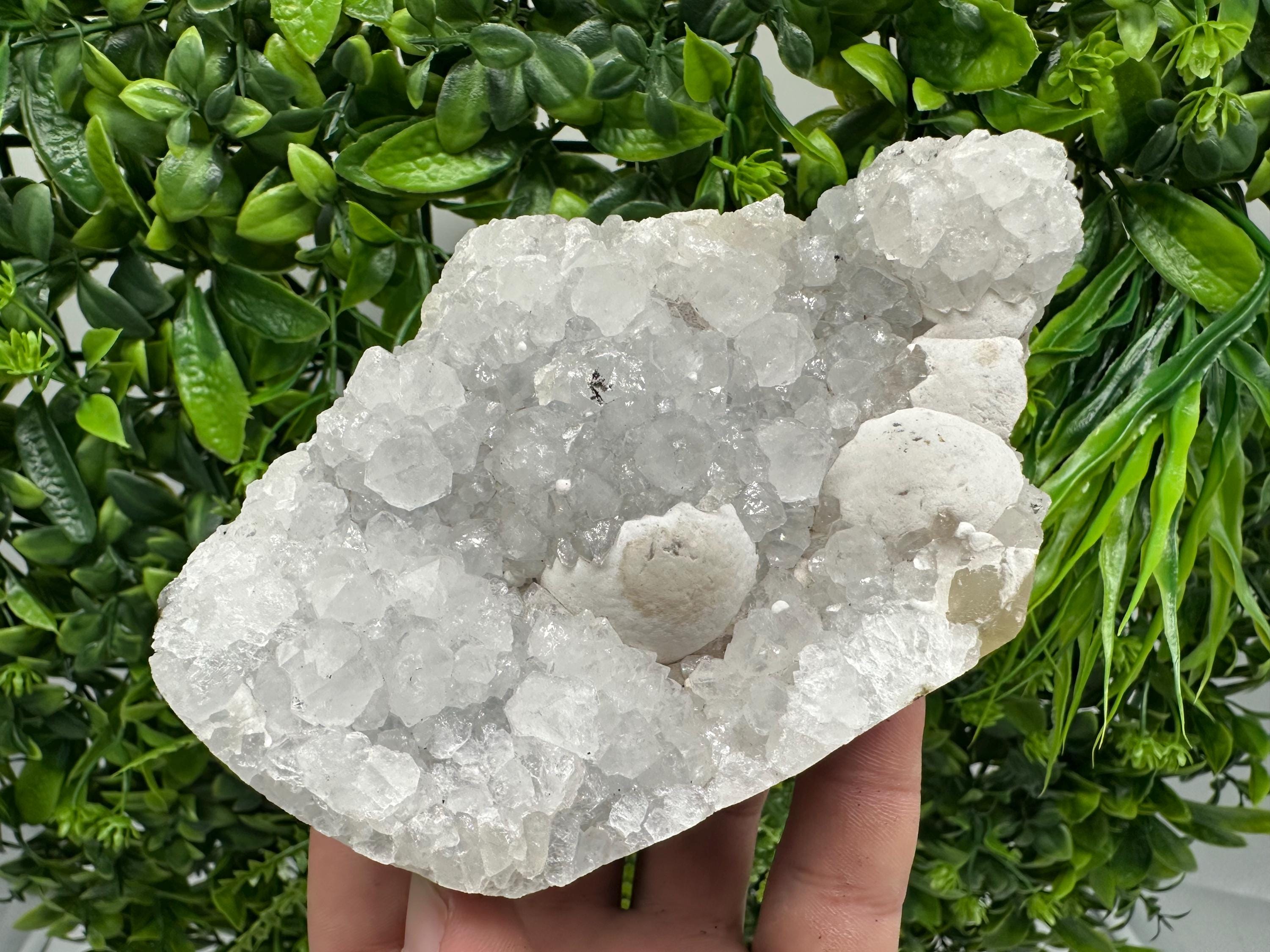 Transparent Apophyllite on Chalcedony, India Mineral Specimen