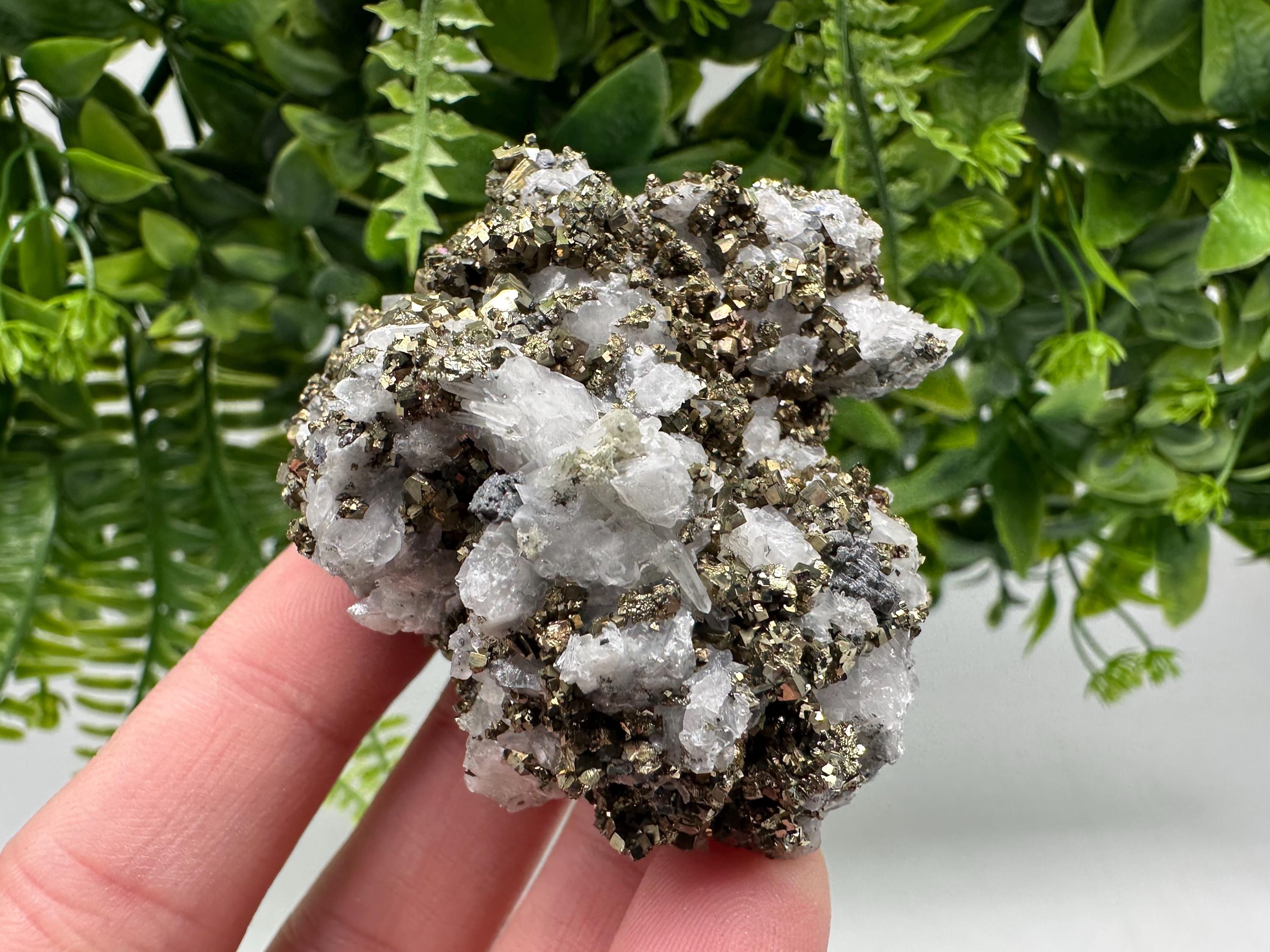 Stunning Pyrite on Quartz,Calcite from Borieva mine,Madan,Bulgaria,natural,collectible mineral specimen,home decor stone,collection crystal