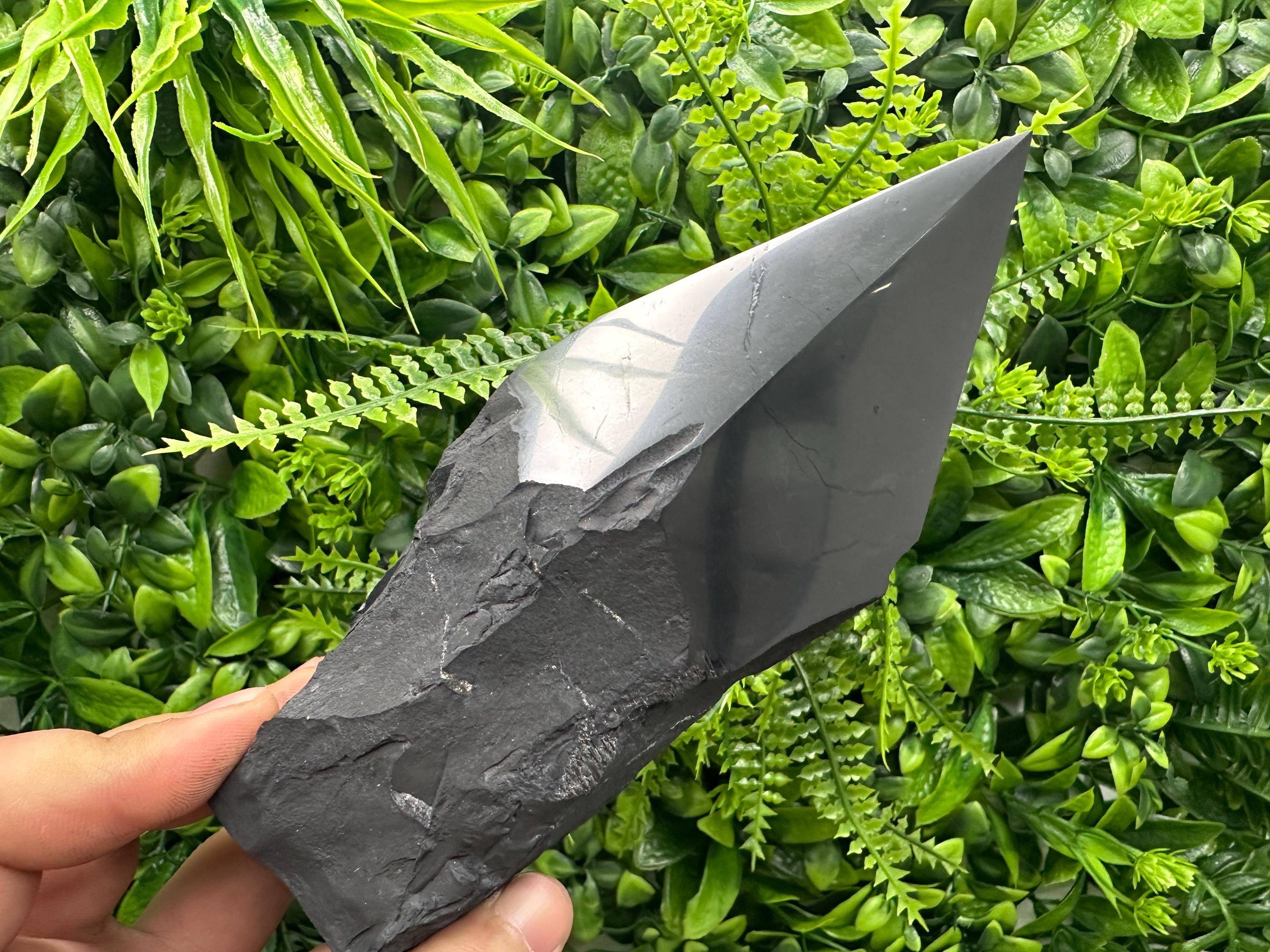 15cm Polished Shungite Crystal: EMF Protection Stone