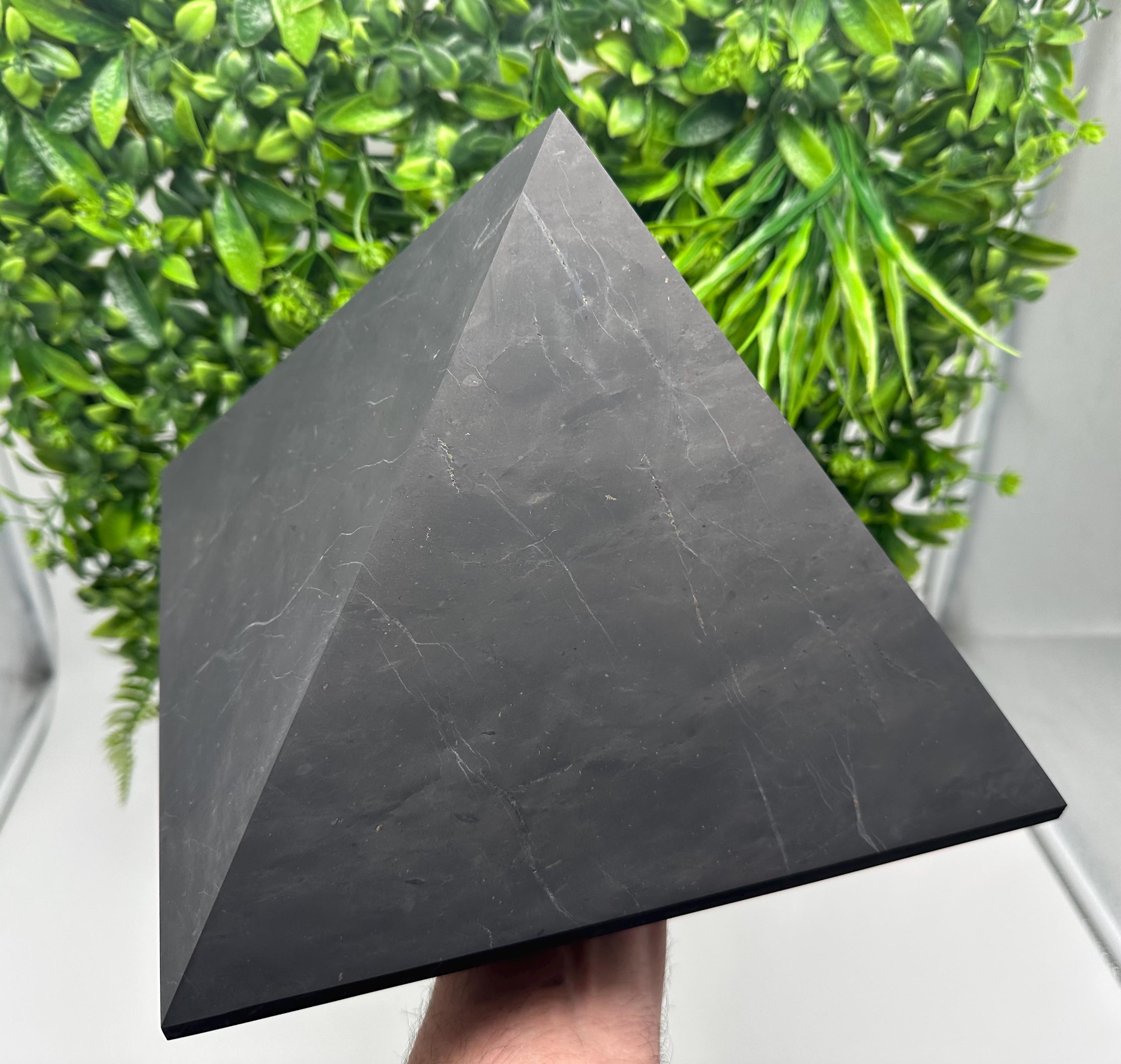 Large Unpolished Shungite Pyramid: EMF Protection, Sacred Stone (25cm)