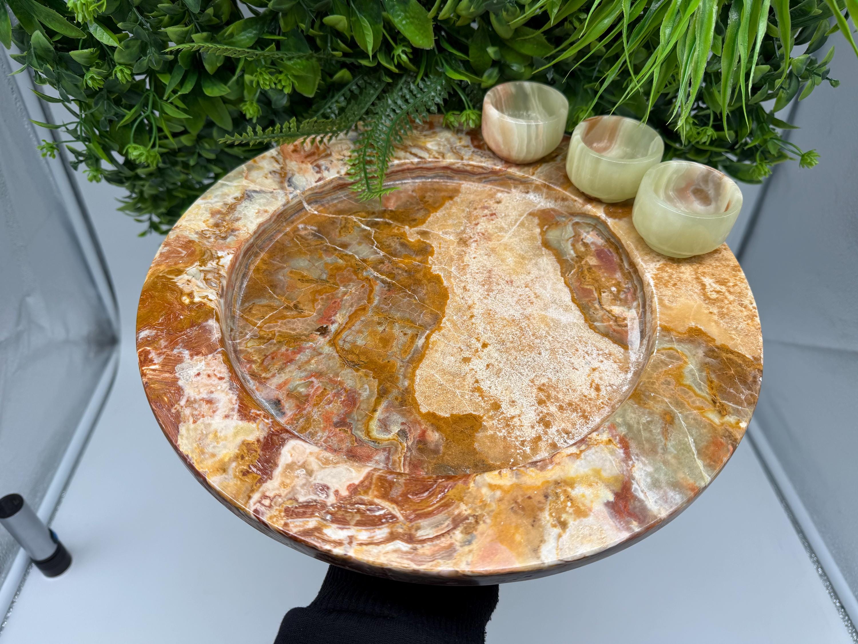 Hand Carved Onyx Bowl – Decorative Stone Dish, Luxury Decor