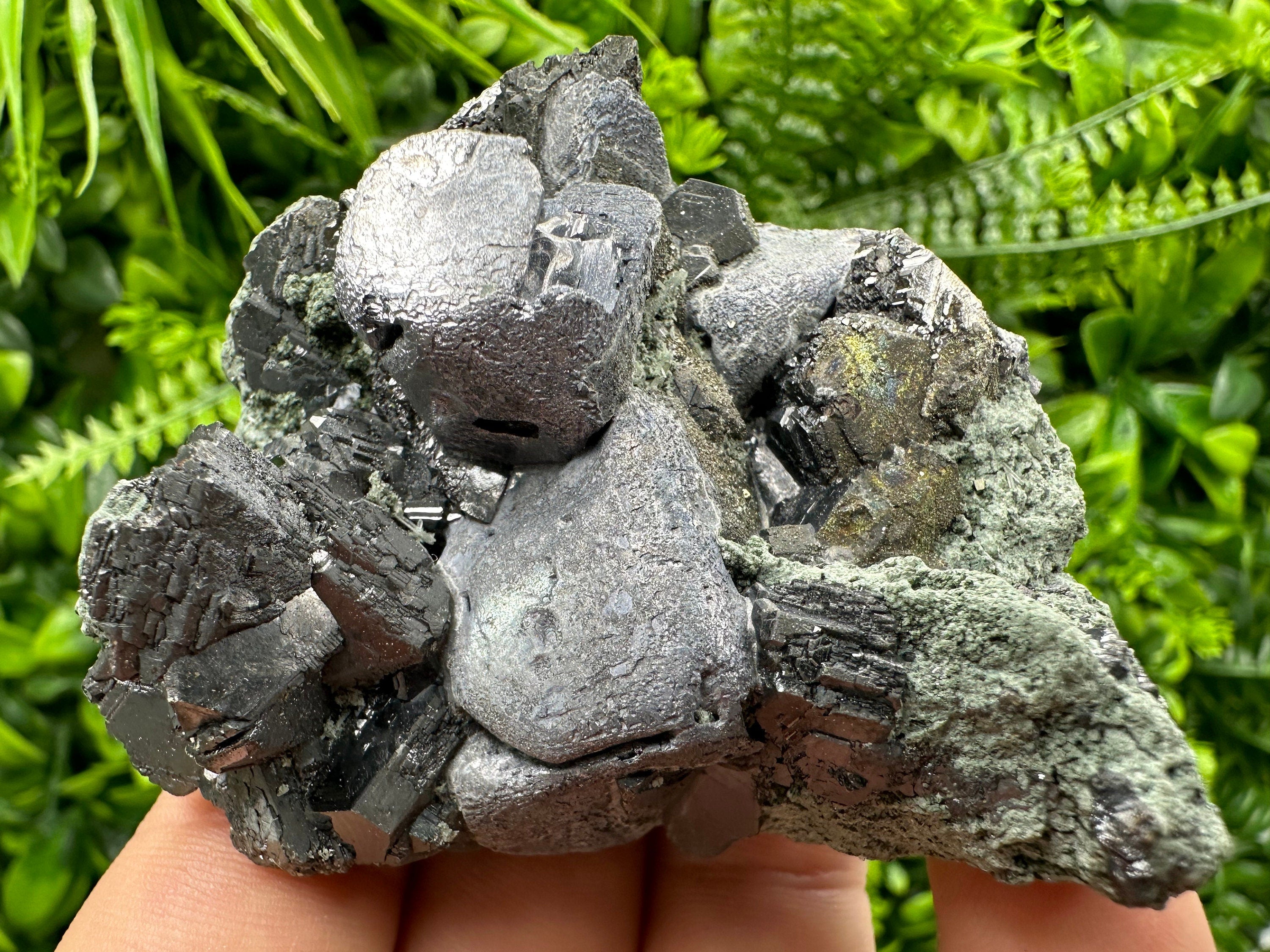Galena Sphalerite on Chlorite Matrix, Bulgaria Mineral Specimen (6/6/4 cm)