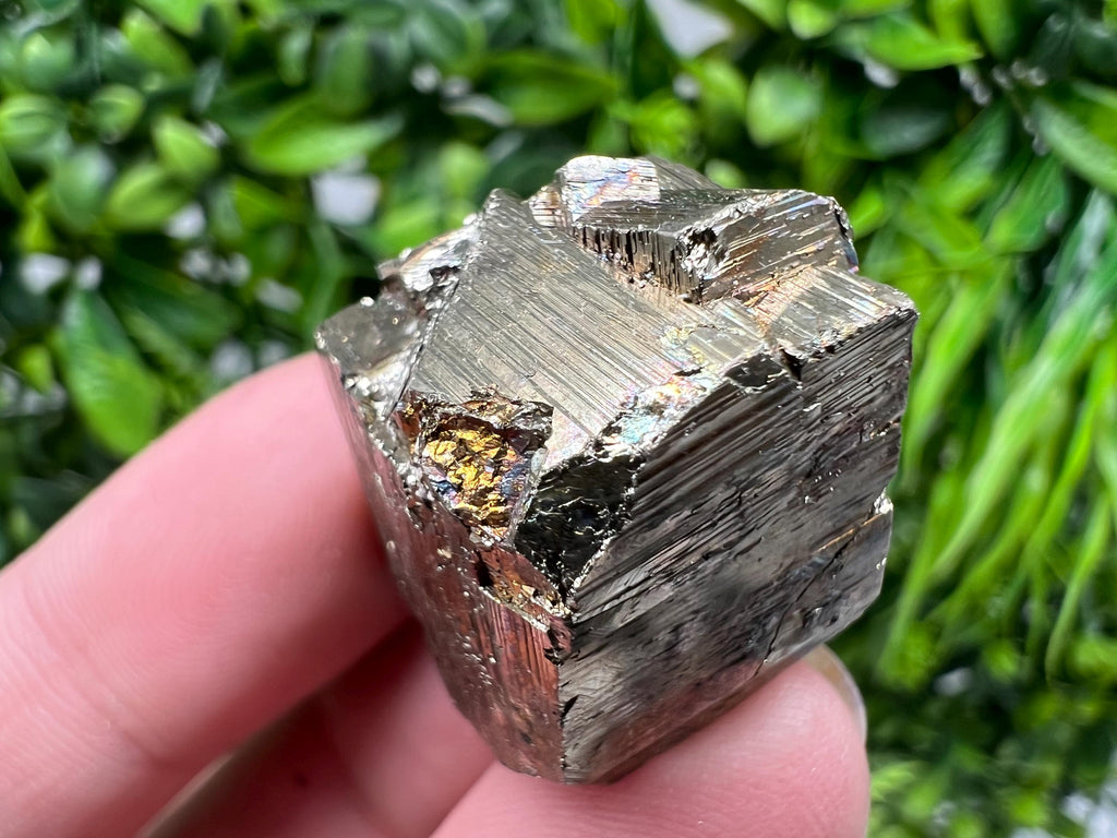 Rainbow Pyrite with Calcite, Natural Minerals from Borieva Bulgaria