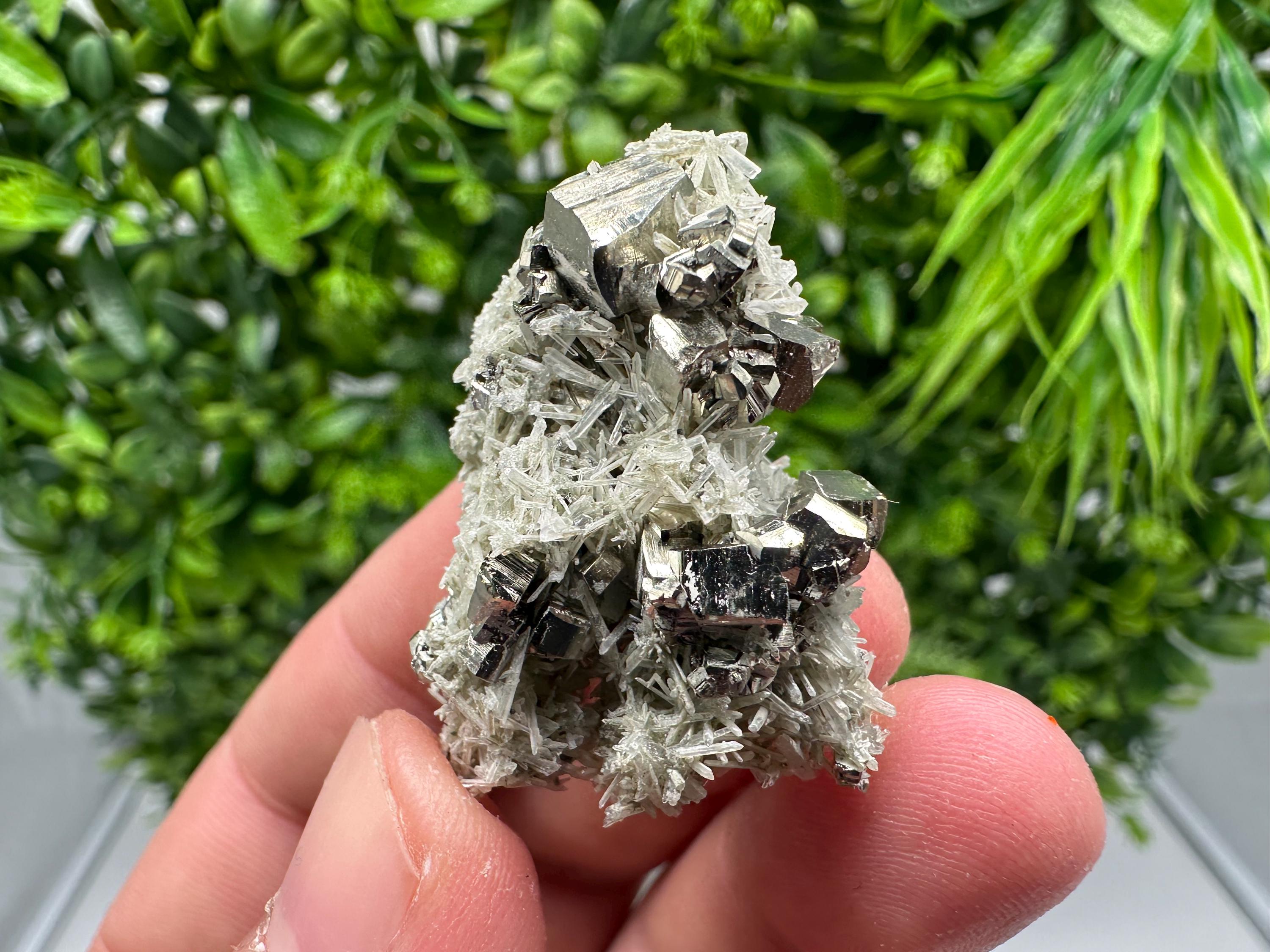 Pyrite on Quartz, Calcite Mineral Specimen, Madan Bulgaria