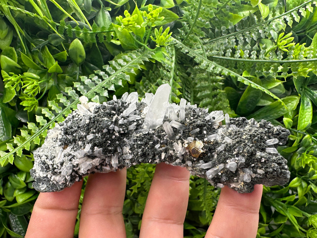 Quartz with Calcite and Chlorite: Borieva Mine Crystal Souvenir
