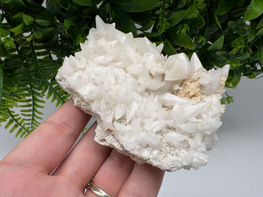 Calcite on Green Quartz: Djurcovo Mine, Bulgaria Healing Crystal