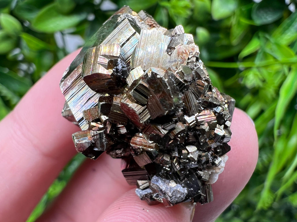 Rainbow Pyrite with Calcite, Natural Crystal Mineral Decor, Borieva Bulgaria