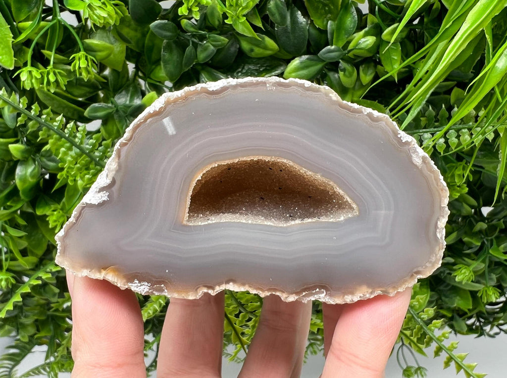 Natural Agate Geode: Blue Quartz Crystal Druzy