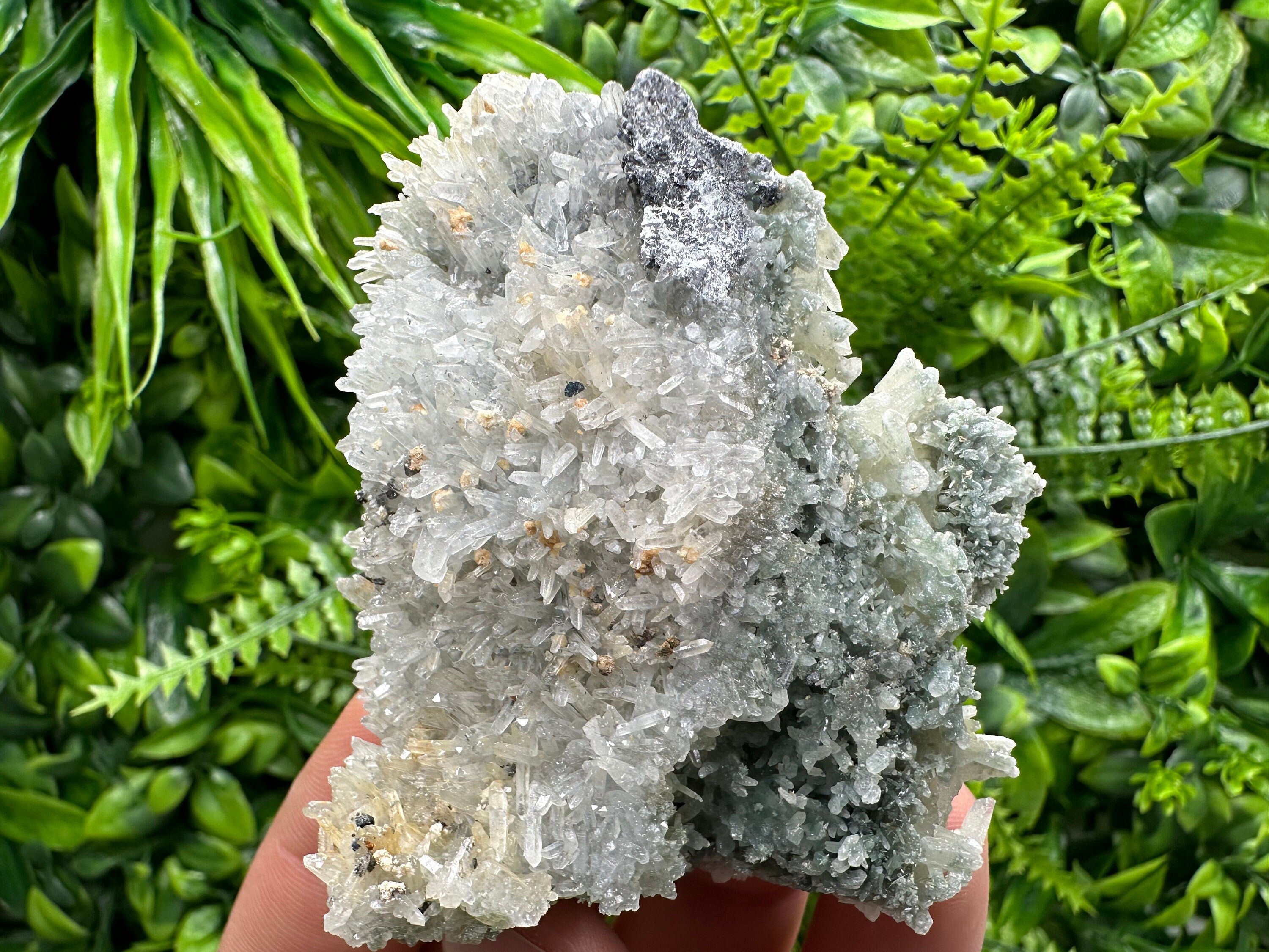 Chlorite Quartz Cluster: Bulgarian Mineral Specimen, Home Decor Stone