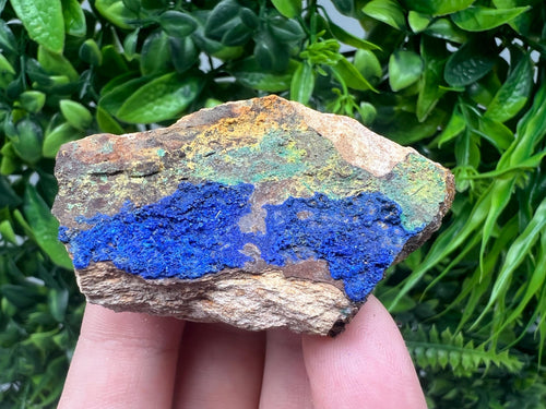 Azurite Malachite Mineral Specimen: Moroccan Blue-Green Crystal, Collector Stone