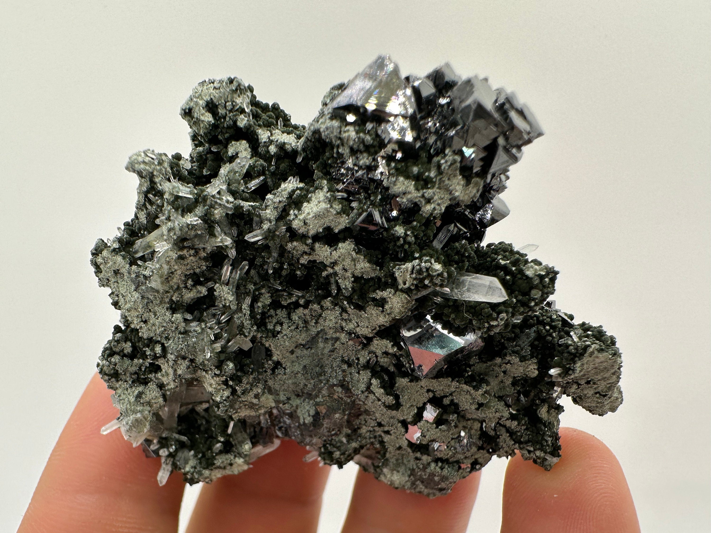 Sphalerite on Quartz Cluster, Natural Mineral Specimen, Home Decor Stone