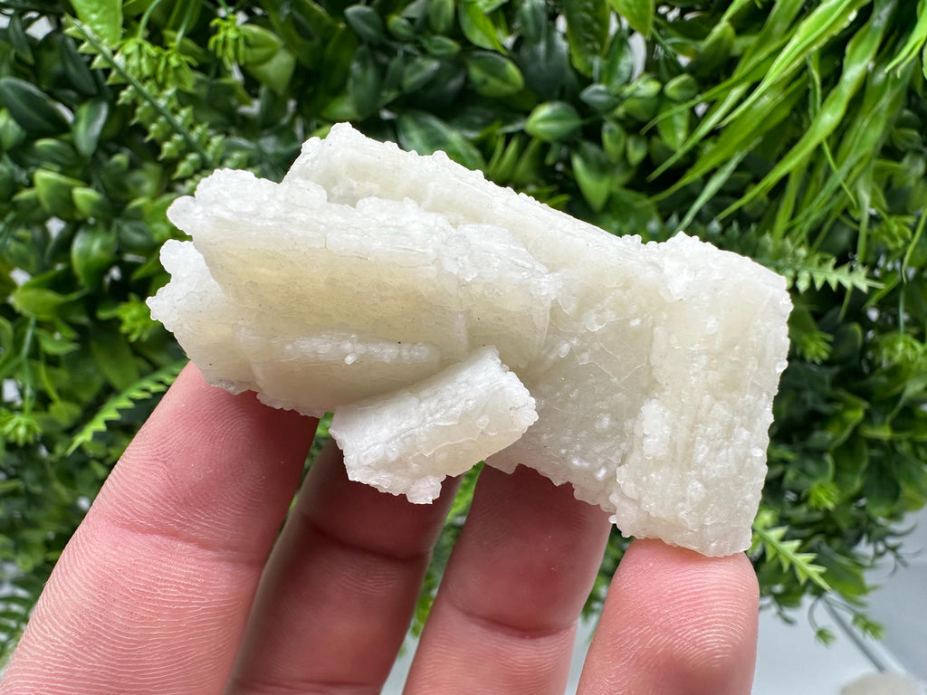 Rare Fluorescent Calcite after Barite on Chalcedony - Androvo Mine