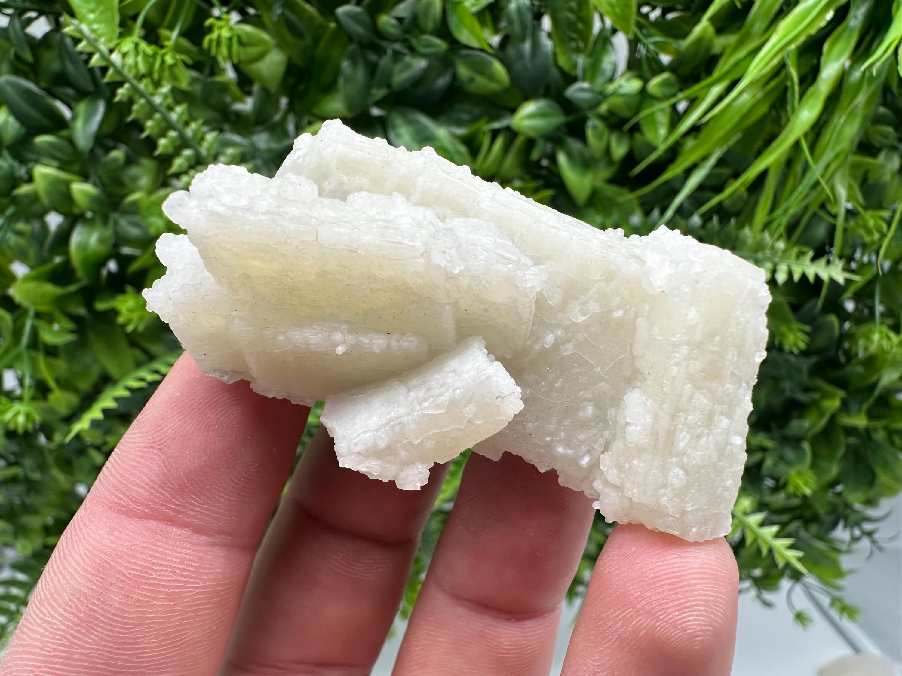Rare Fluorescent Calcite after Barite on Chalcedony - Androvo Mine