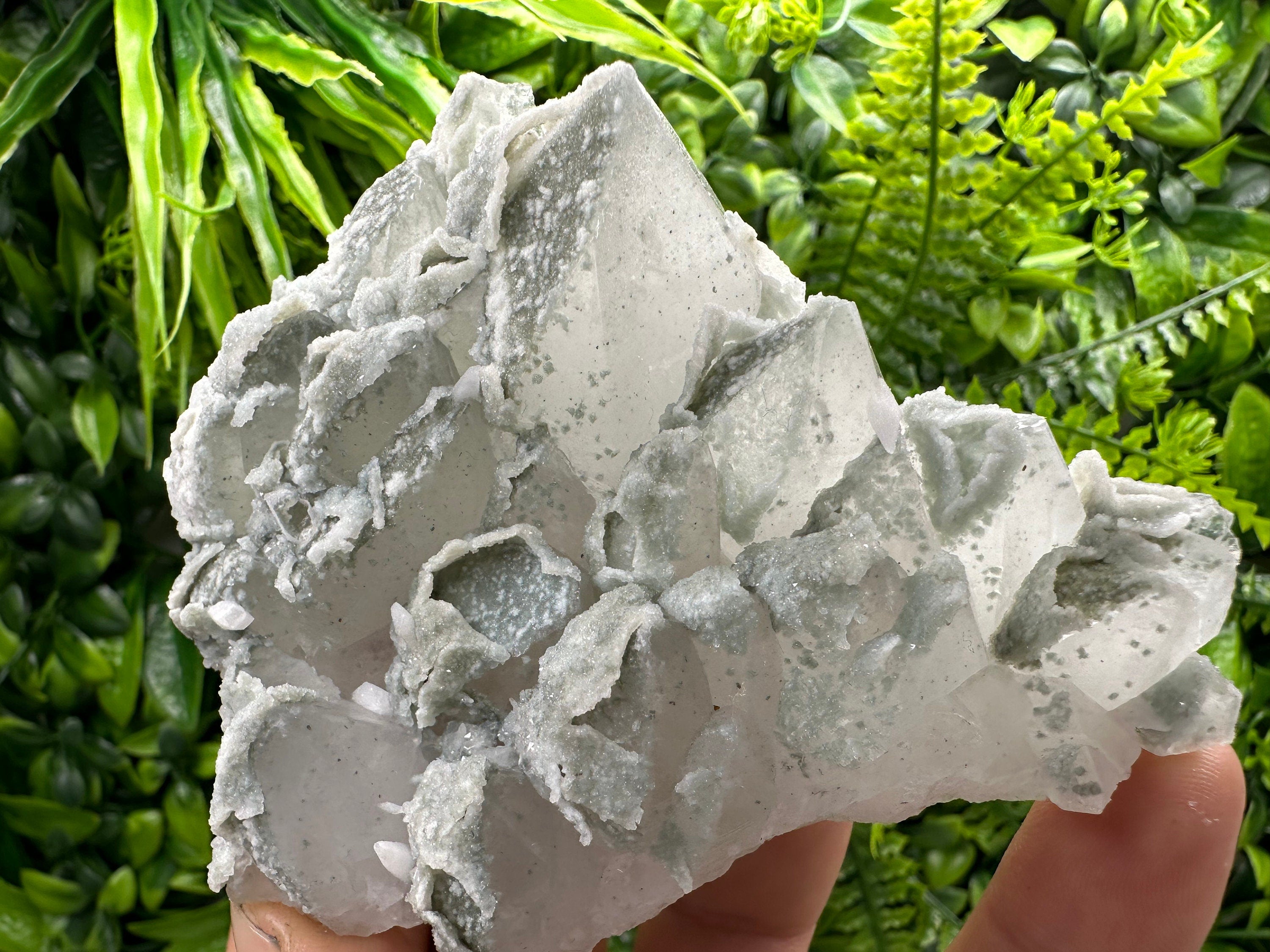 Quartz with Chalcedony and Chlorite: Natural Crystal Decor