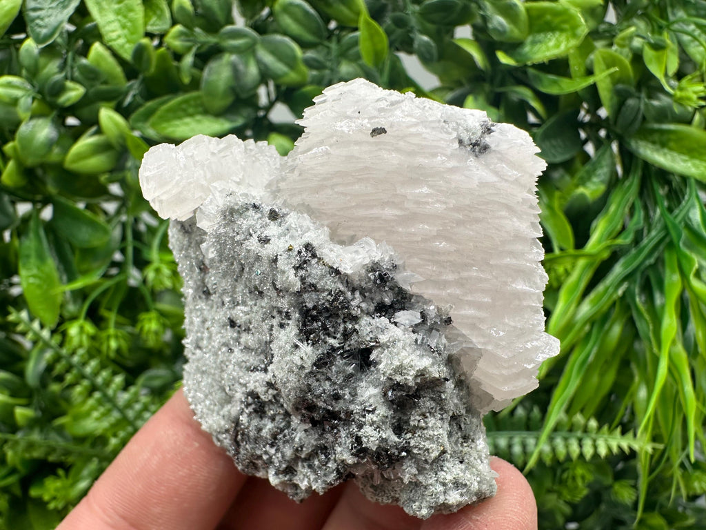 Calcite on Quartz with Sphalerite, Borieva Mine, Bulgaria