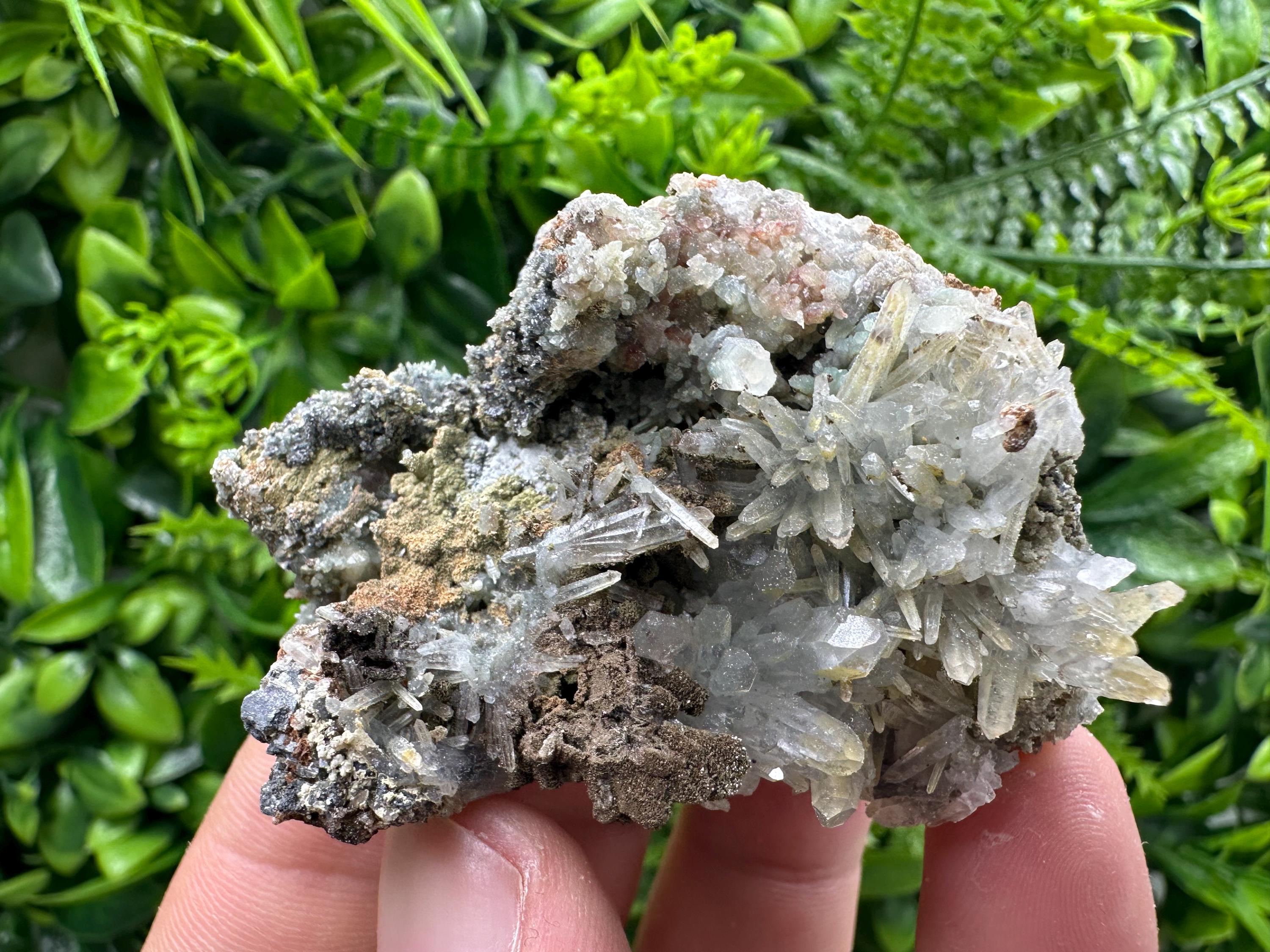 Quartz with Hematite, Chlorite, and Dolomite, Bulgaria Crystal Stone
