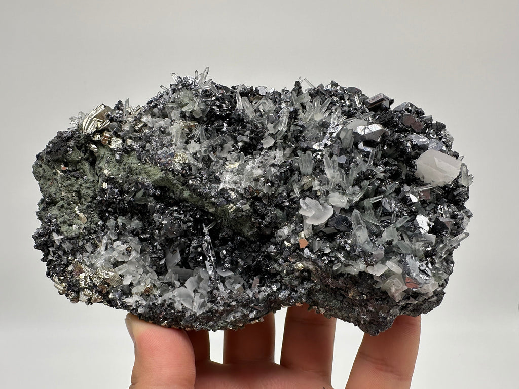 Galena Spinel Law, Sphalerite, Quartz, and Calcite Mineral Specimen